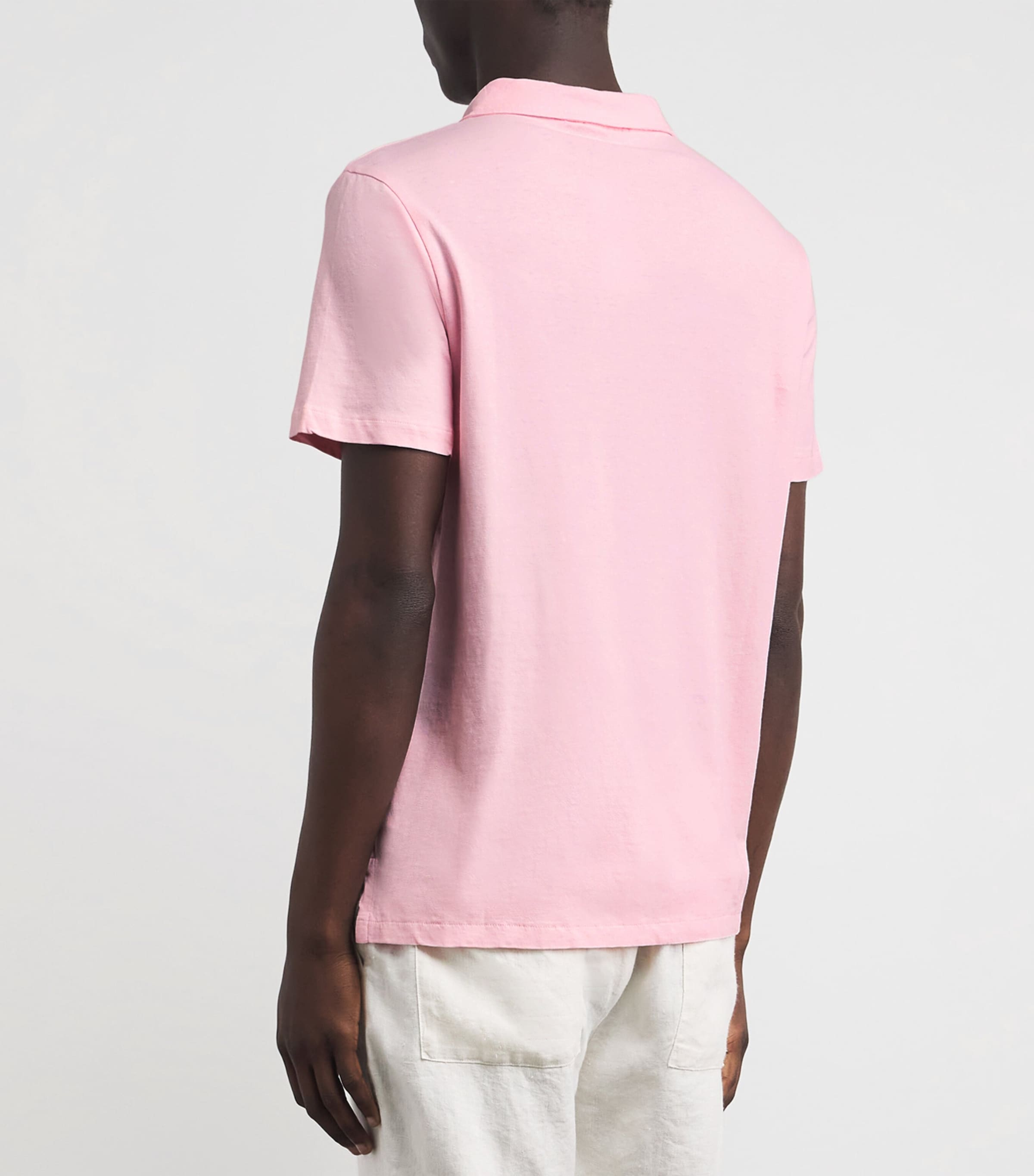 Polo Ralph Lauren Mens Cotton-Linen Open-Collar Polo Shirt Garden Pink Image 5