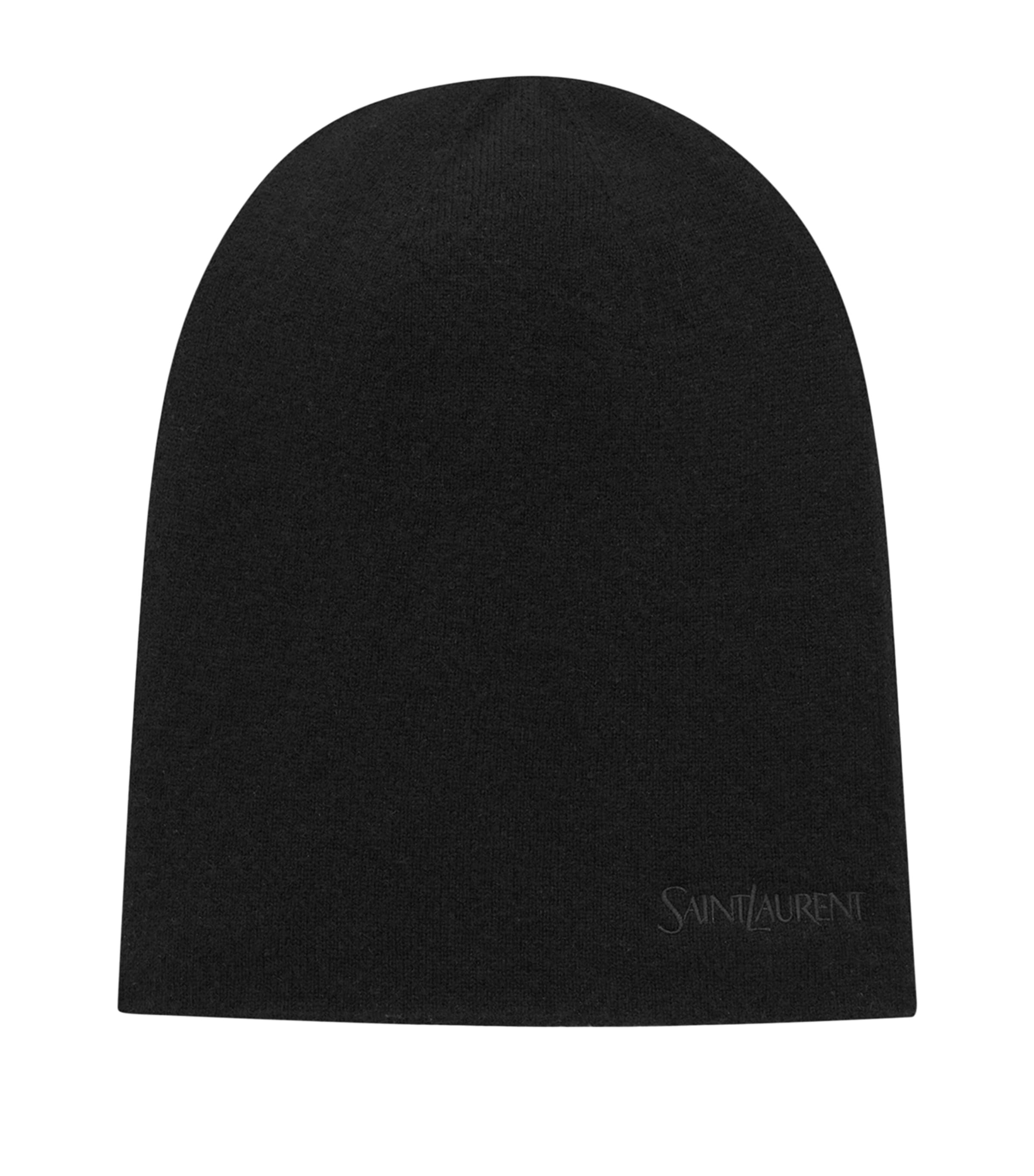 Saint Laurent Cashmere Embroidered Logo Beanie In Black
