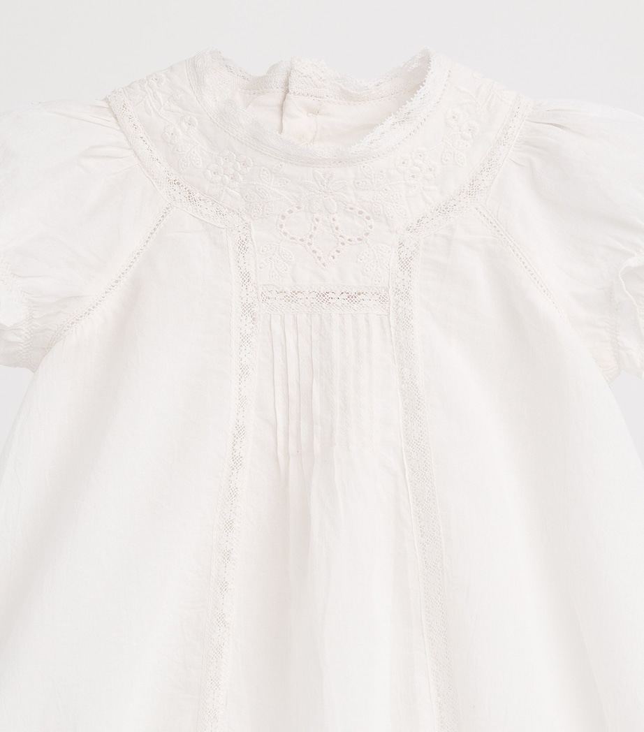 Bonpoint Cotton Embroidered Bubble Bodysuit (1-12 Months) Blanc Lait Image 3