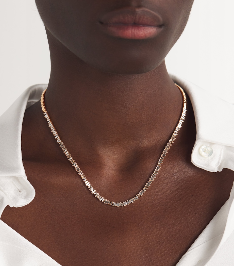 Rose Gold and Diamond Classic Tennis Necklace 18K RG/WD Image 2