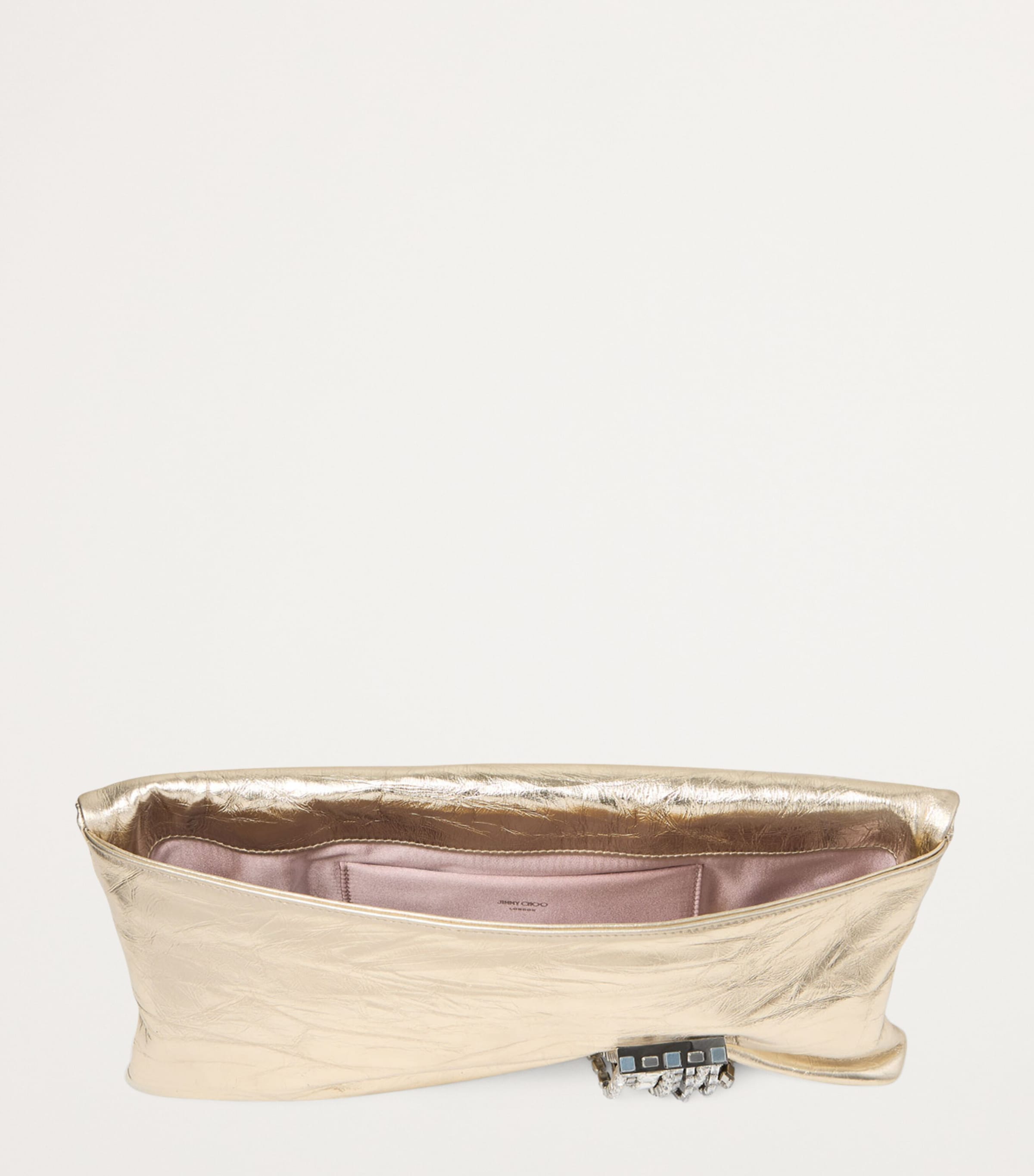 Leather-Crystal Zandra Clutch Bag LIGHT PLATINUM/SILVE Image 3