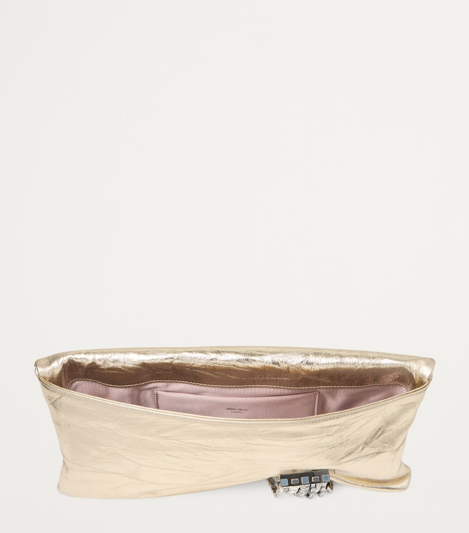 Leather-Crystal Zandra Clutch Bag LIGHT PLATINUM/SILVE Image 3