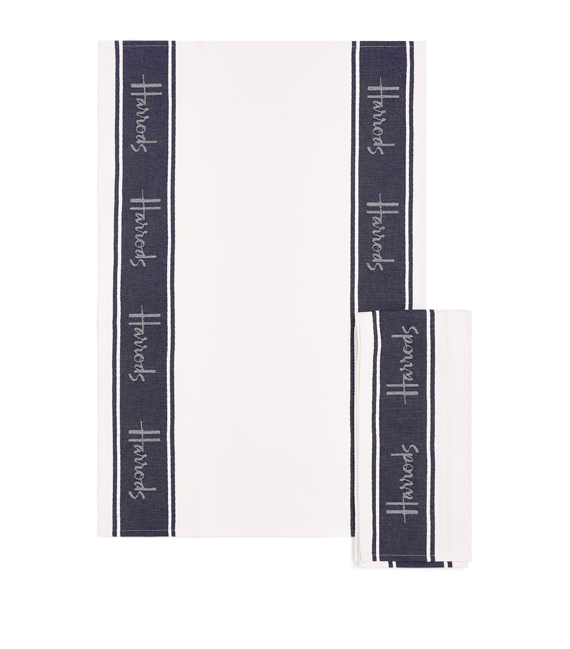 Harrods Set Of 2 Organic Cotton Tea Towels In Navy