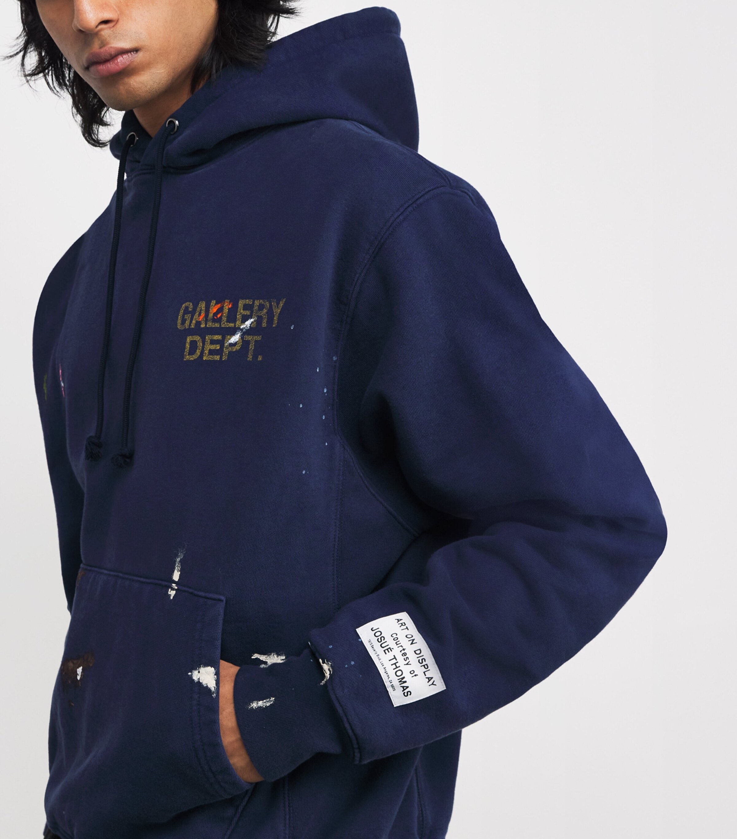 GALLERY DEPT. Navy Cotton Logo Paint Hoodie | Harrods US
