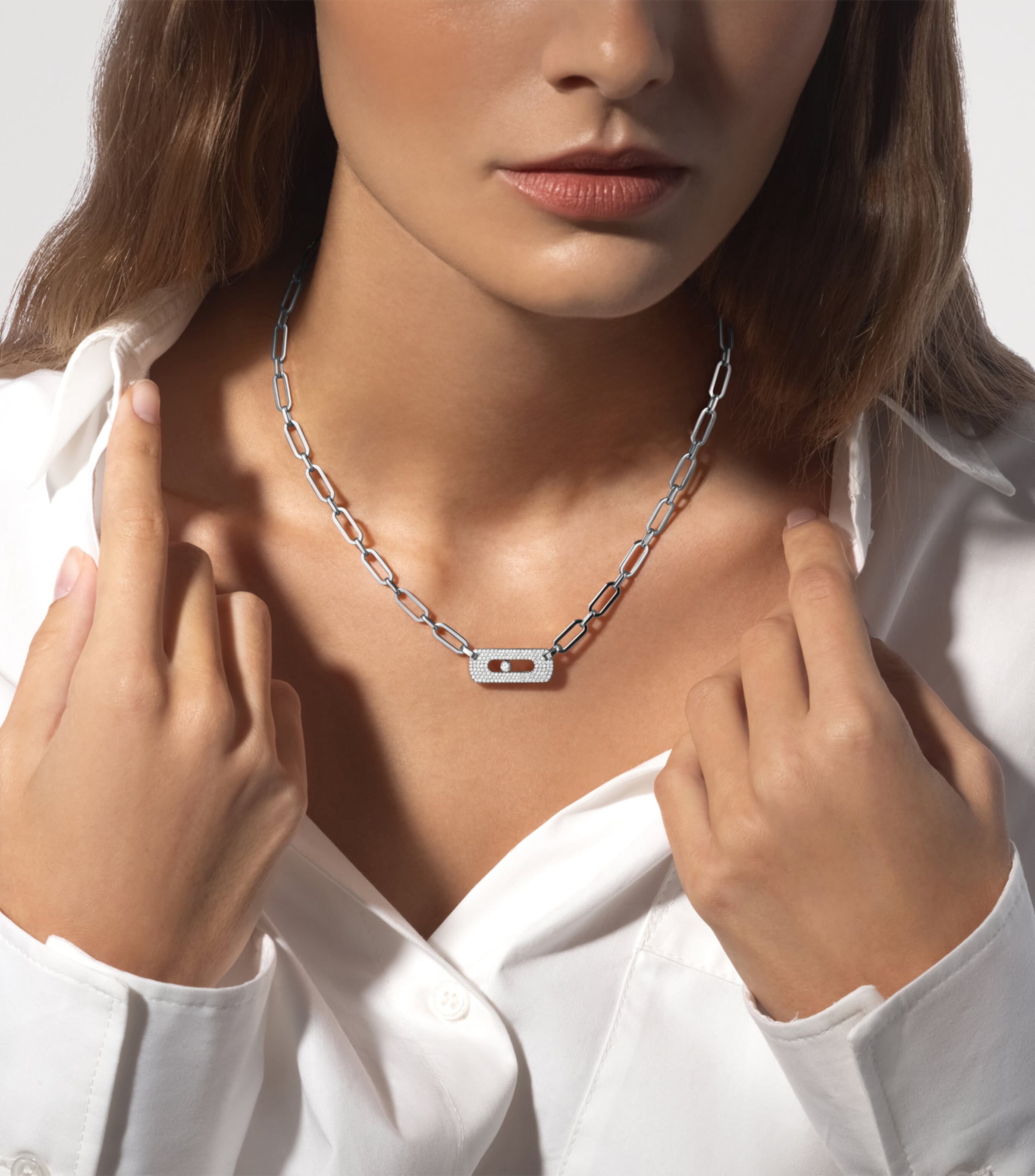 Messika Move Link White Gold and Diamond Necklace (0.78ct) White Gold Image 2