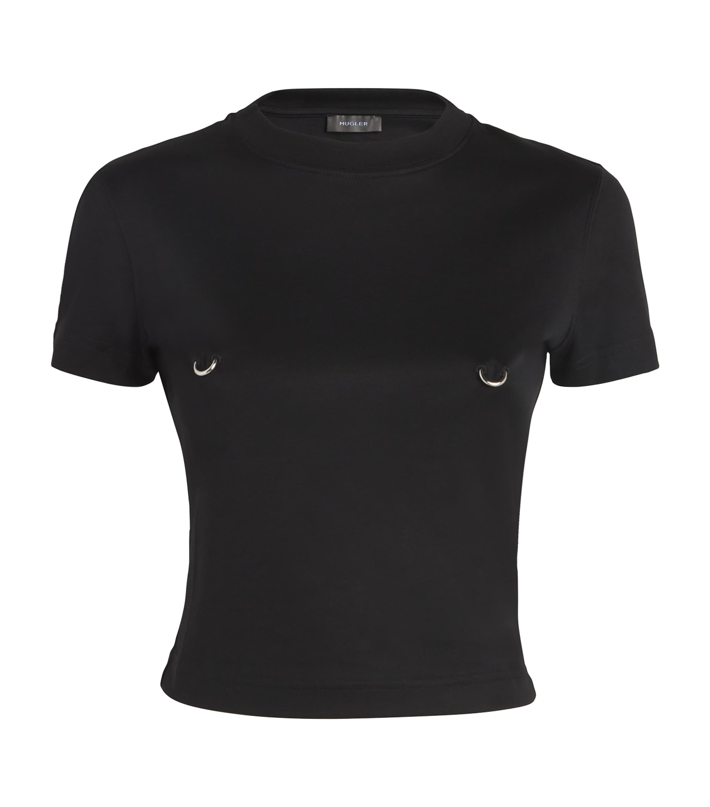 Shop Mugler Cotton Piercing Baby T-shirt In Black