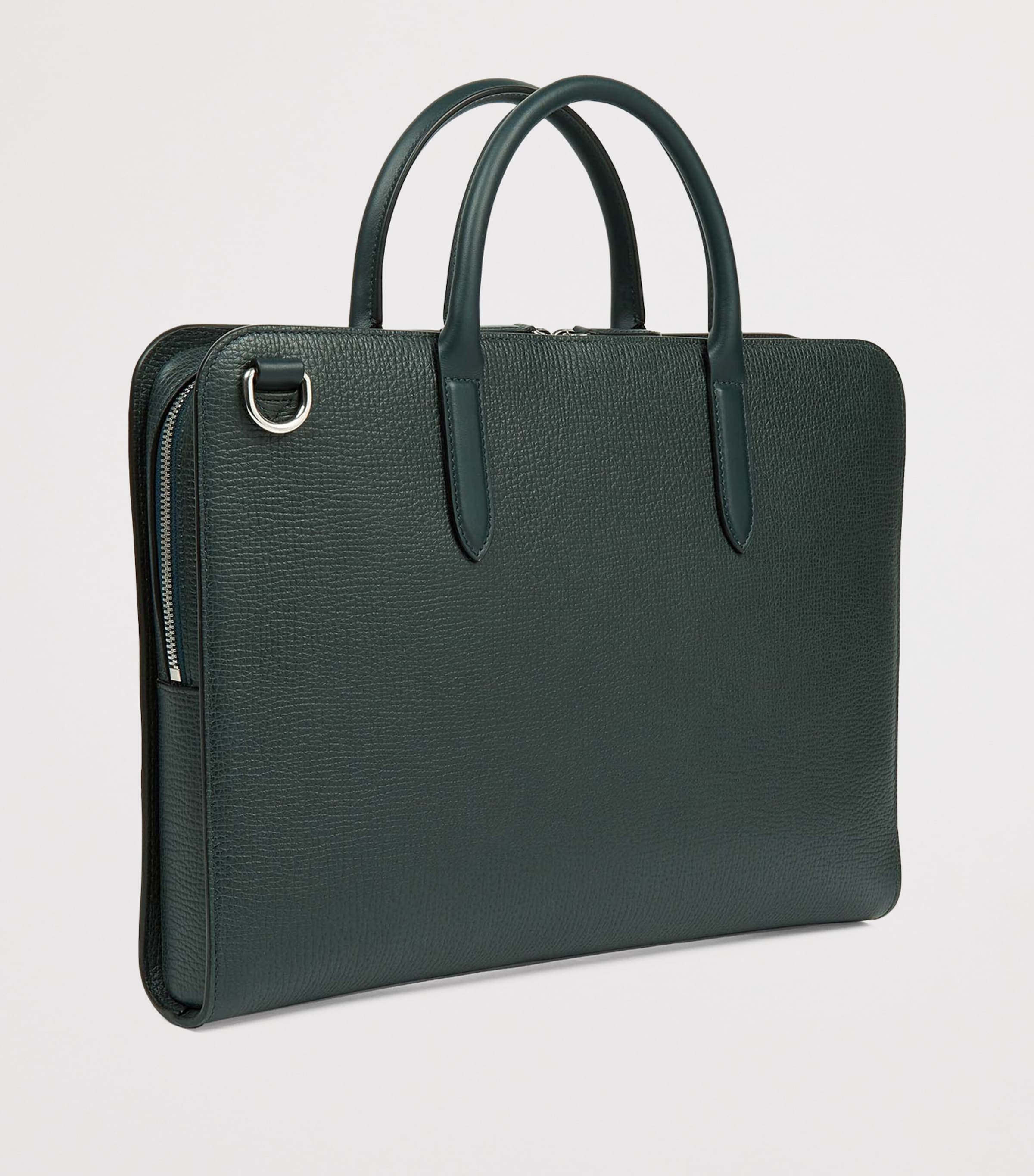 Ludlow Calf Leather Ultra Slim Briefcase BOTTLE GREEN Image 3