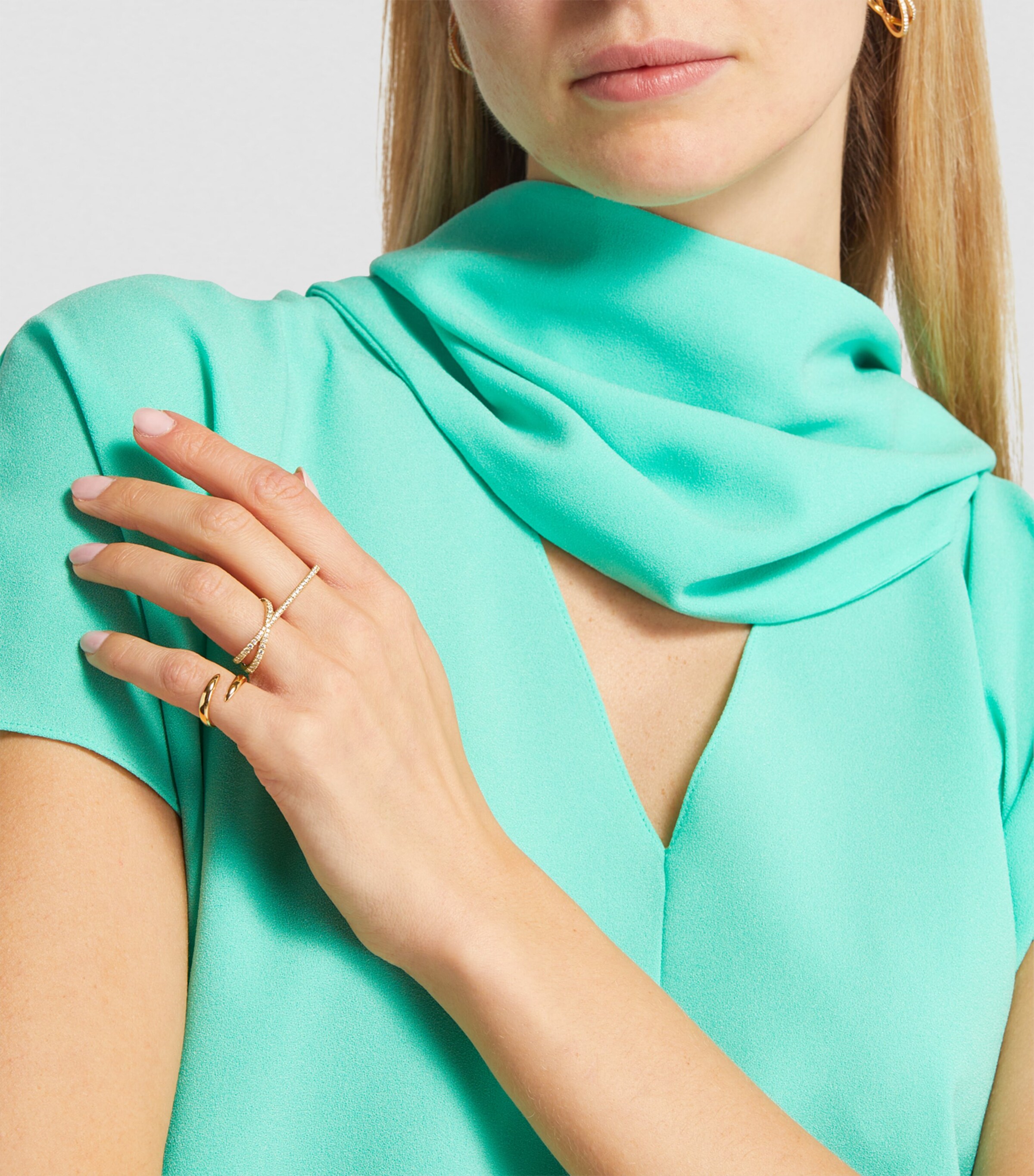 Eva Fehren Yellow Gold and Diamond Double Finger Orbit Ring | Harrods UK
