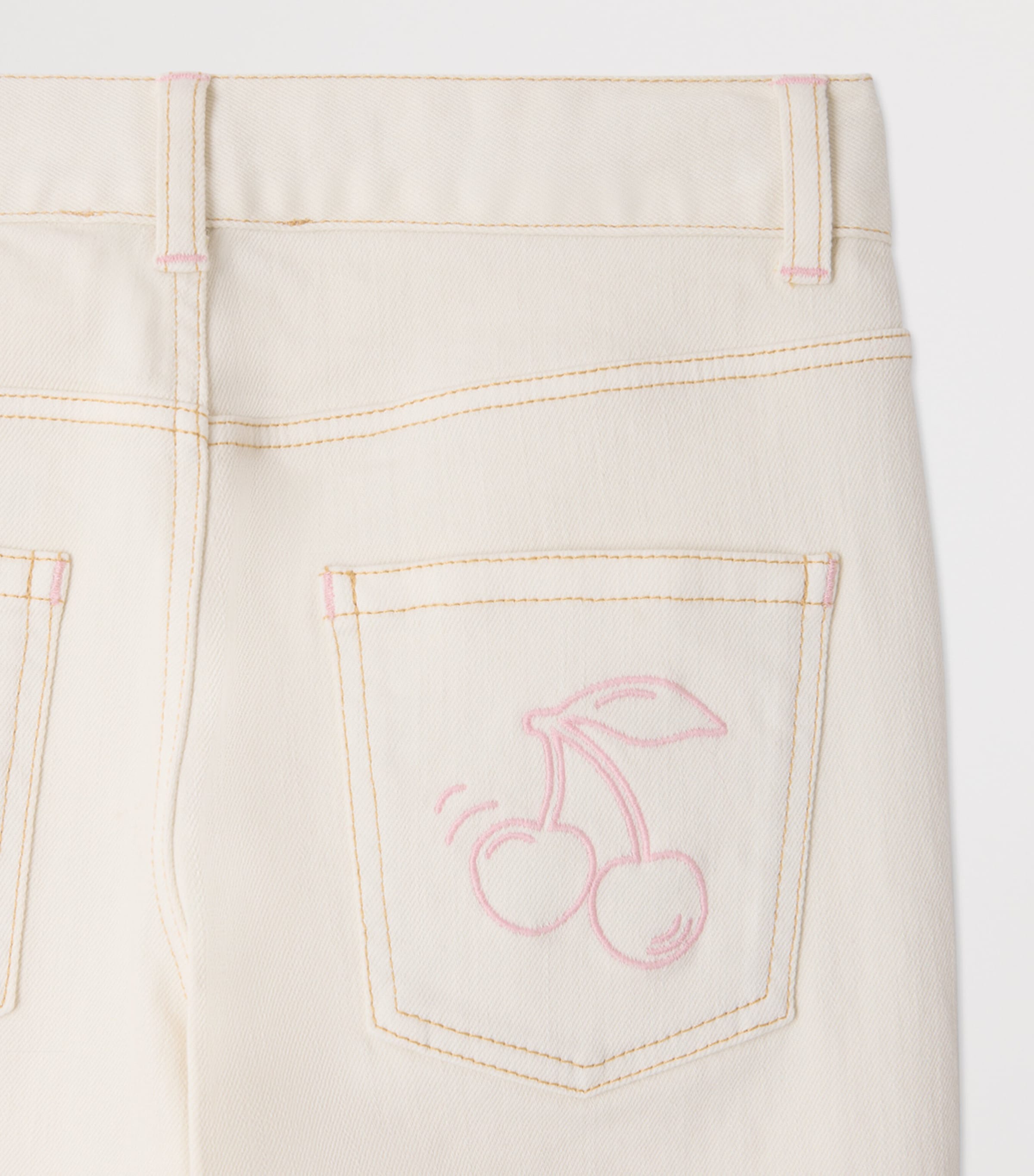 Bonpoint Embroidered Jeans  (4-8 Years) Ecru Image 3