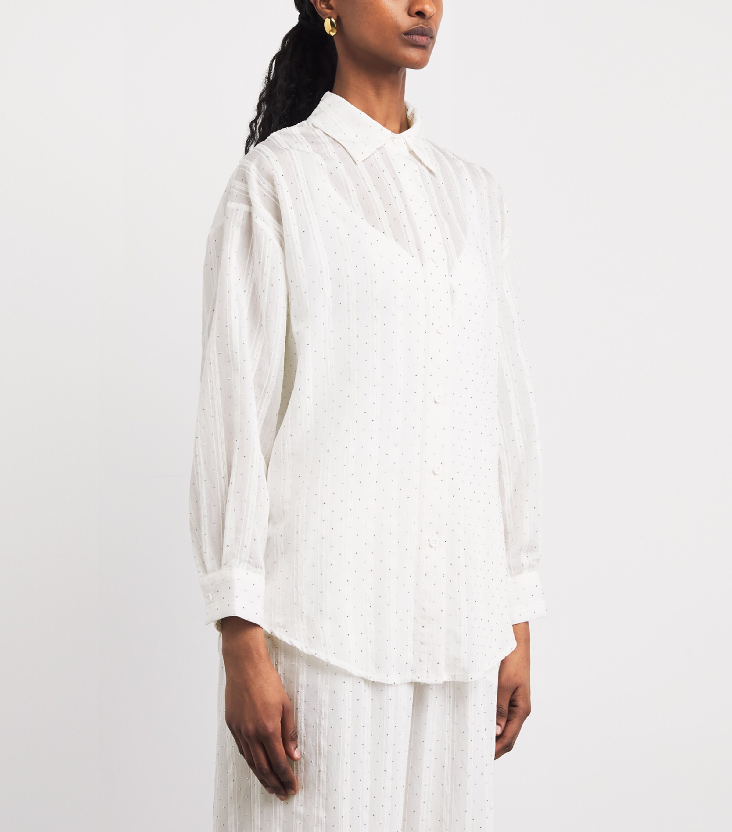 Melissa Odabash Womens Cotton Diamanté Ziggy Shirt White Image 4