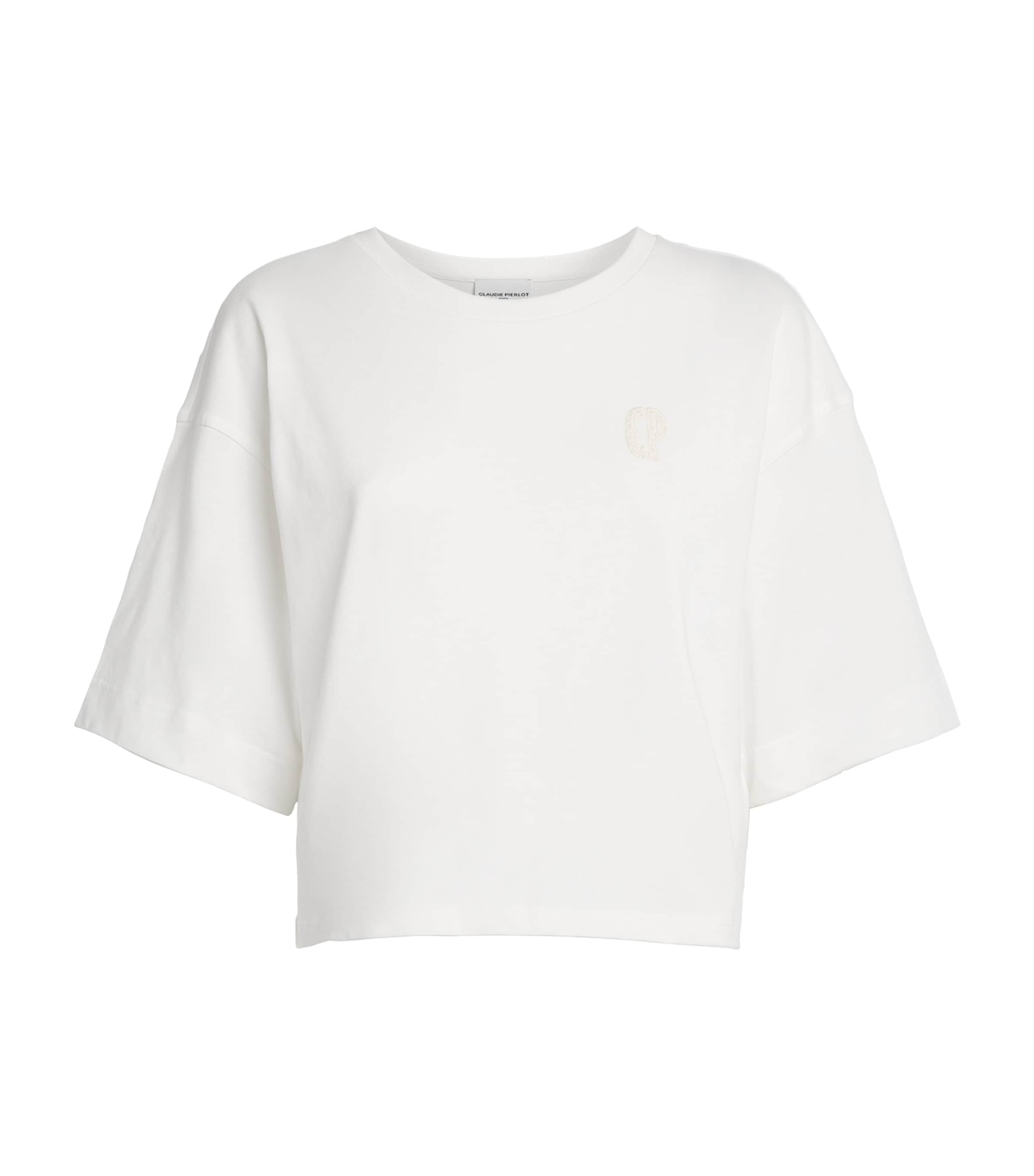 Claudie Pierlot Womens Cotton Relaxed T-Shirt Ecru Image 1