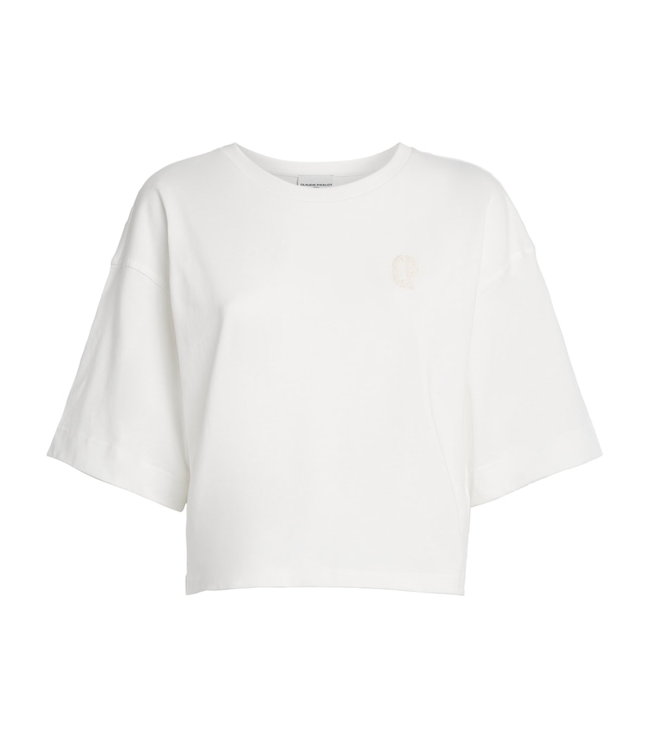Claudie Pierlot Womens Cotton Relaxed T-Shirt Ecru Image 1