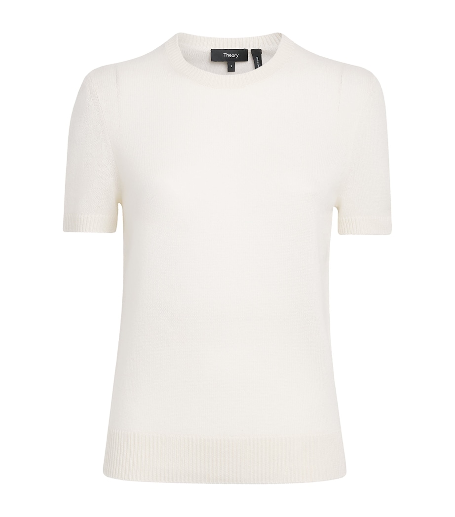 Theory Womens Cashmere T-Shirt Sweater Ivory Image 1