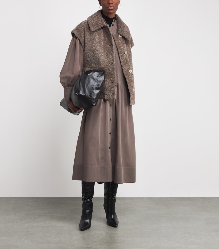 Shearling Reversible Molin Gilet MUSHROOM Image 2