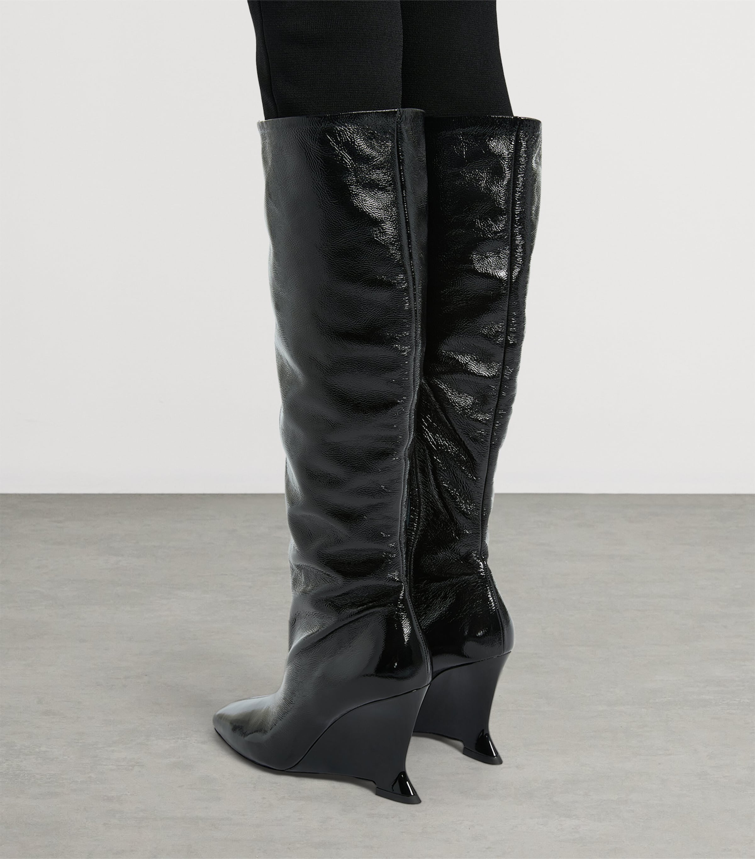 Balmain Leather Wedge Ankle Boots Noir Image 5