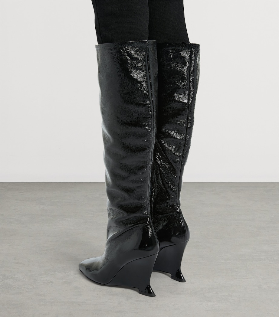 Balmain Leather Wedge Ankle Boots Noir Image 5