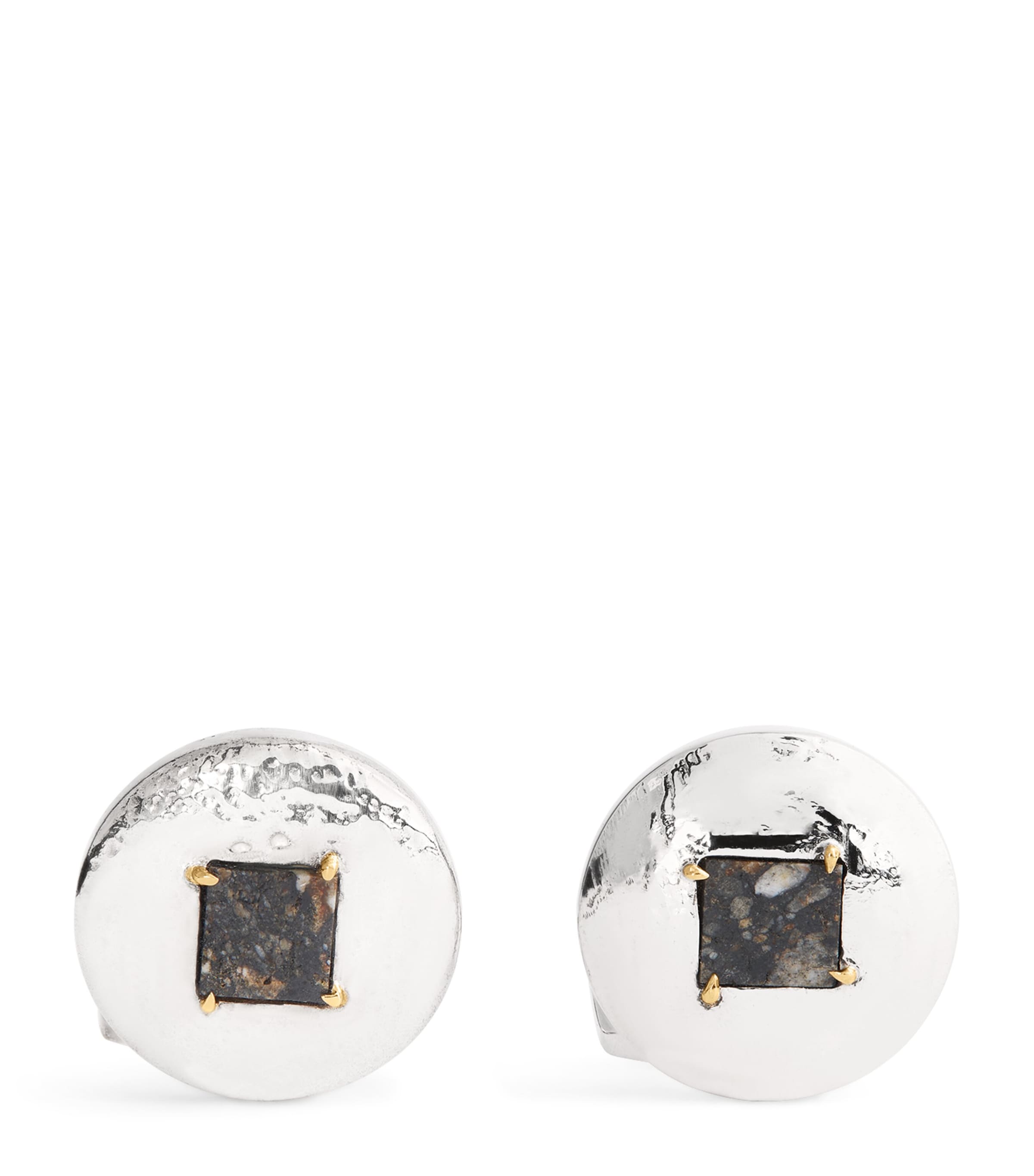 Tateossian Silver And Lunar Breccia Meteorite Cufflinks In White