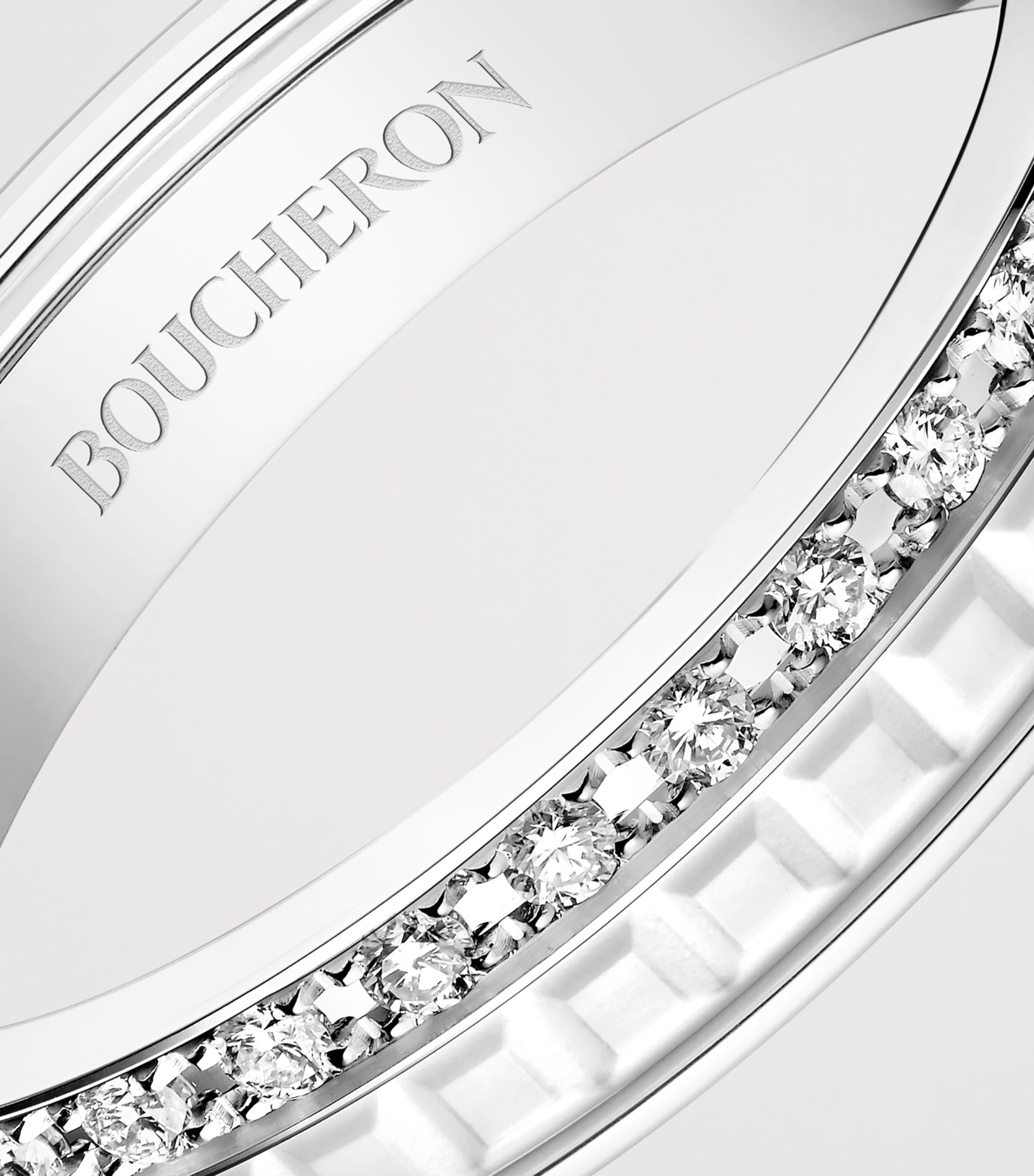 White Gold and Diamond Quatre Double White Edition Wedding Band WHITE GOLD Image 4