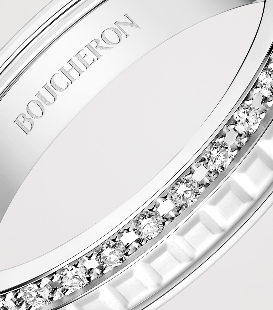 White Gold and Diamond Quatre Double White Edition Wedding Band WHITE GOLD Image 4