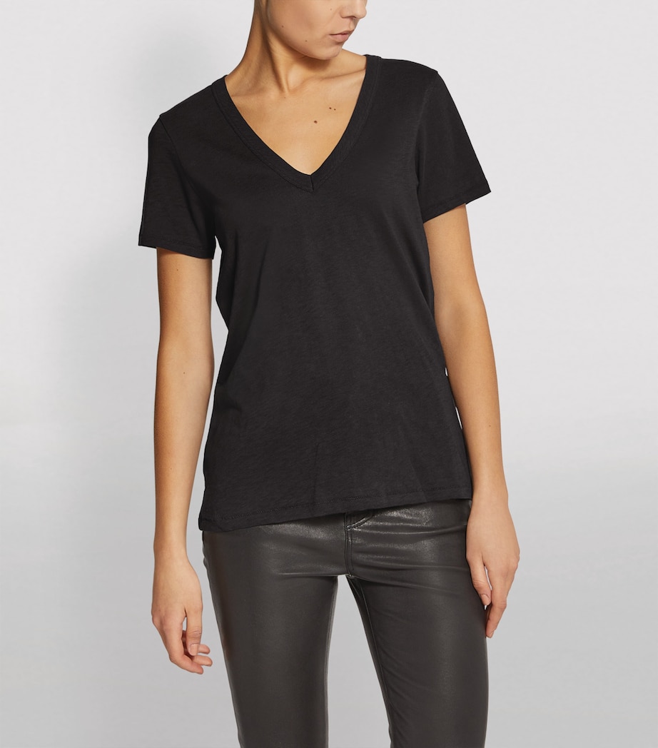 Cotton The Vee Slub T-Shirt BLACK BLACK Image 5