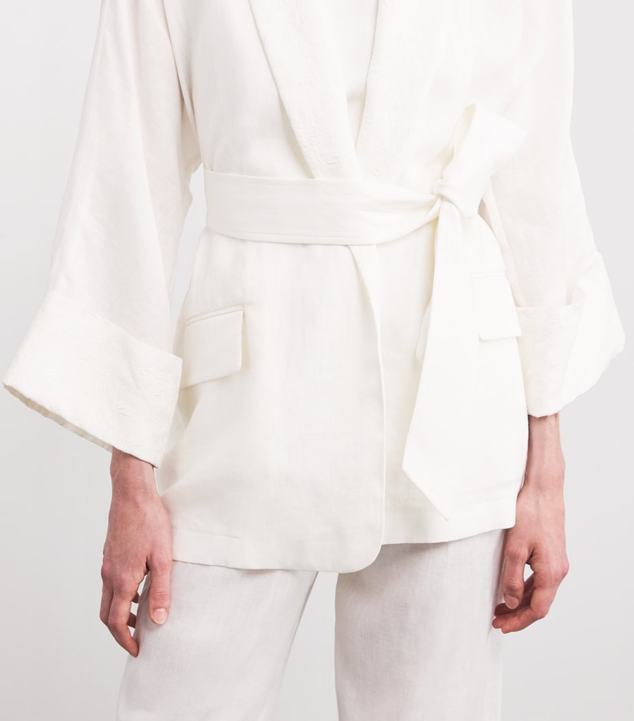 x Harrods Linen Belted Blazer BIANCO Image 6