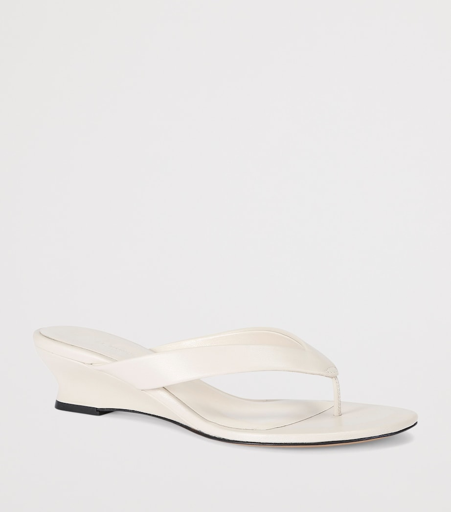 Leather Micro Wedge Sandals 40 WHITE Image 3