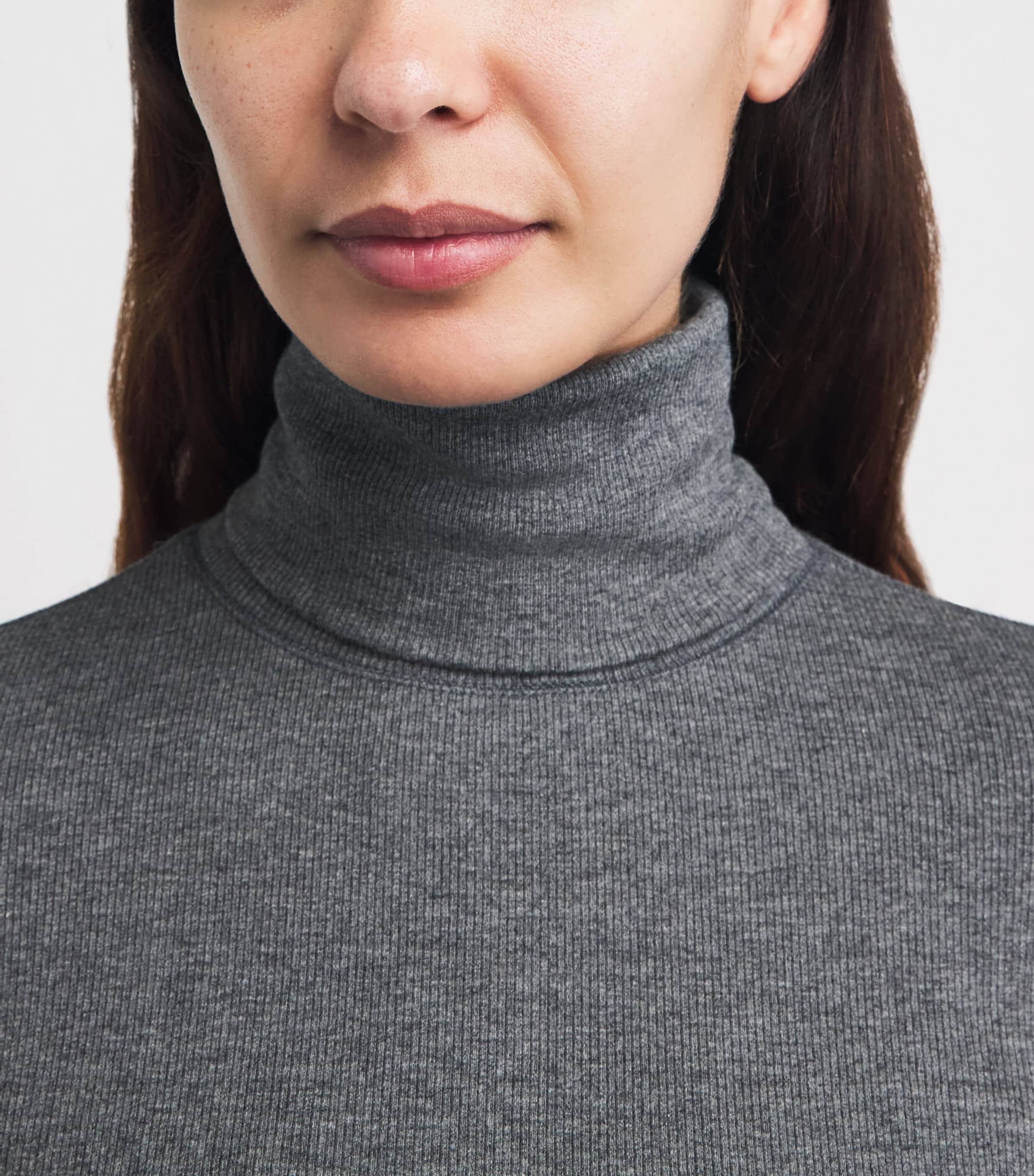 Polo Ralph Lauren Womens Slim Rollneck Sweater Med Flannel Heather Image 3