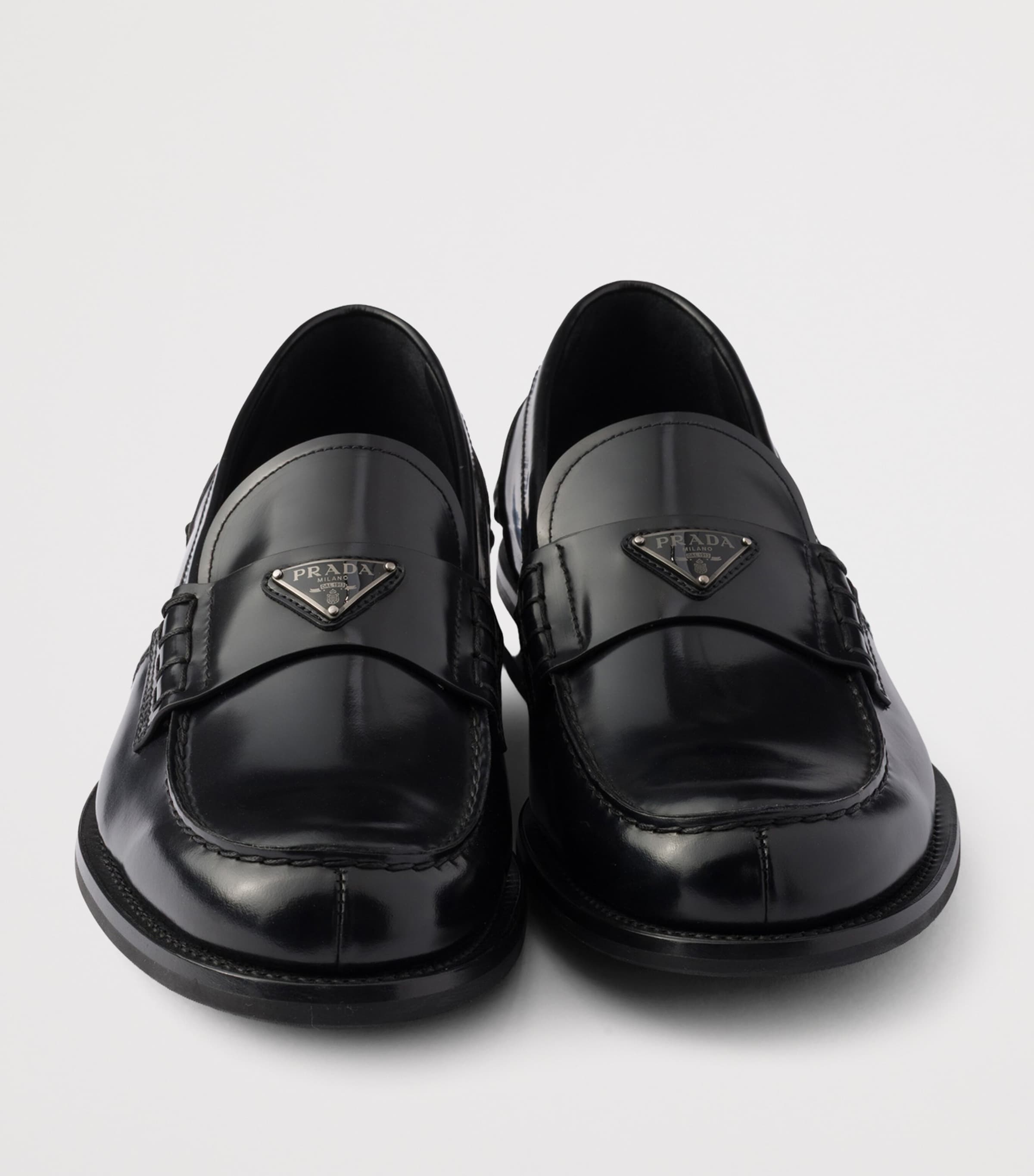 Prada Brushed Leather Loafers Black Image 7