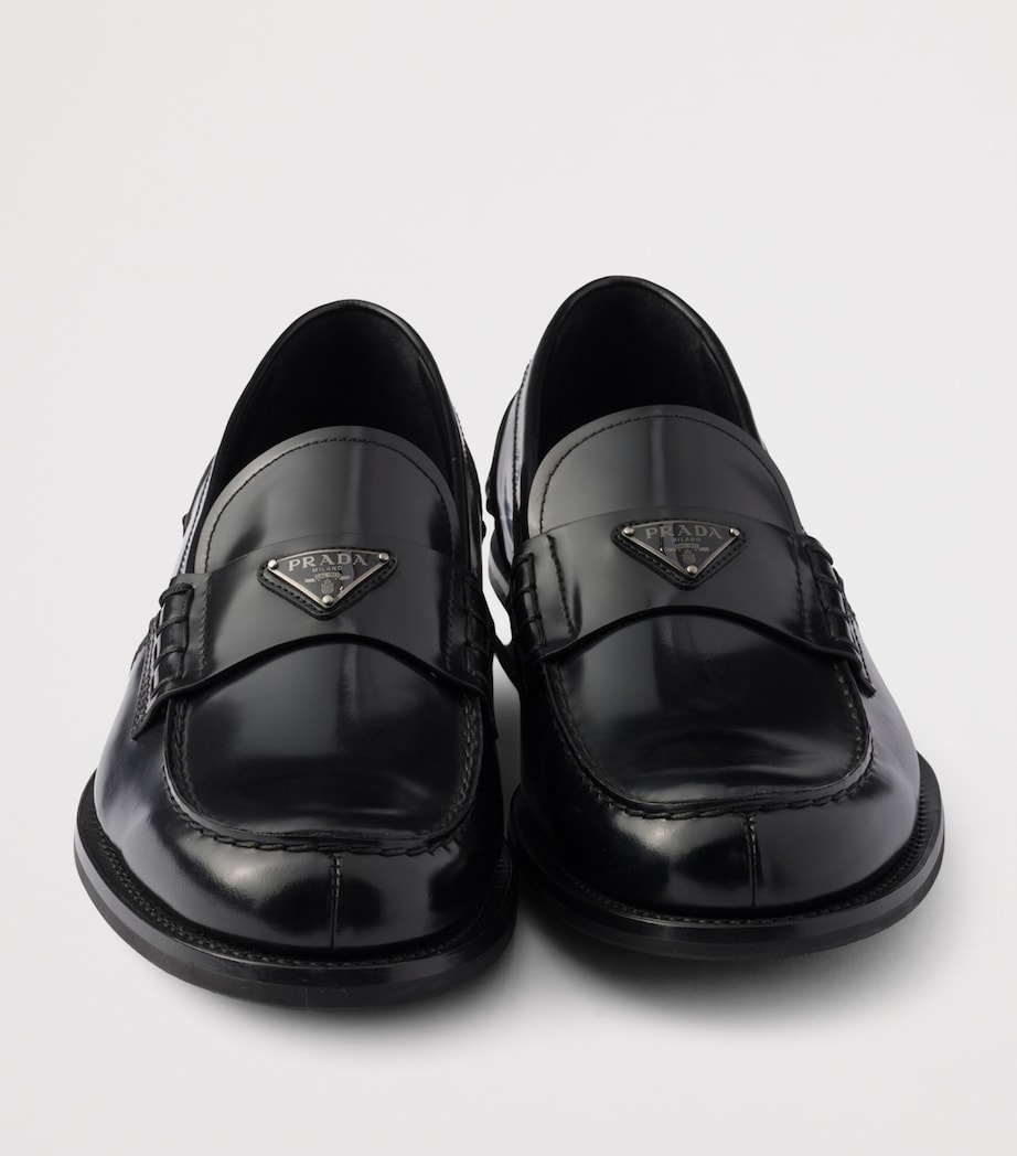 Prada Brushed Leather Loafers Black Image 7