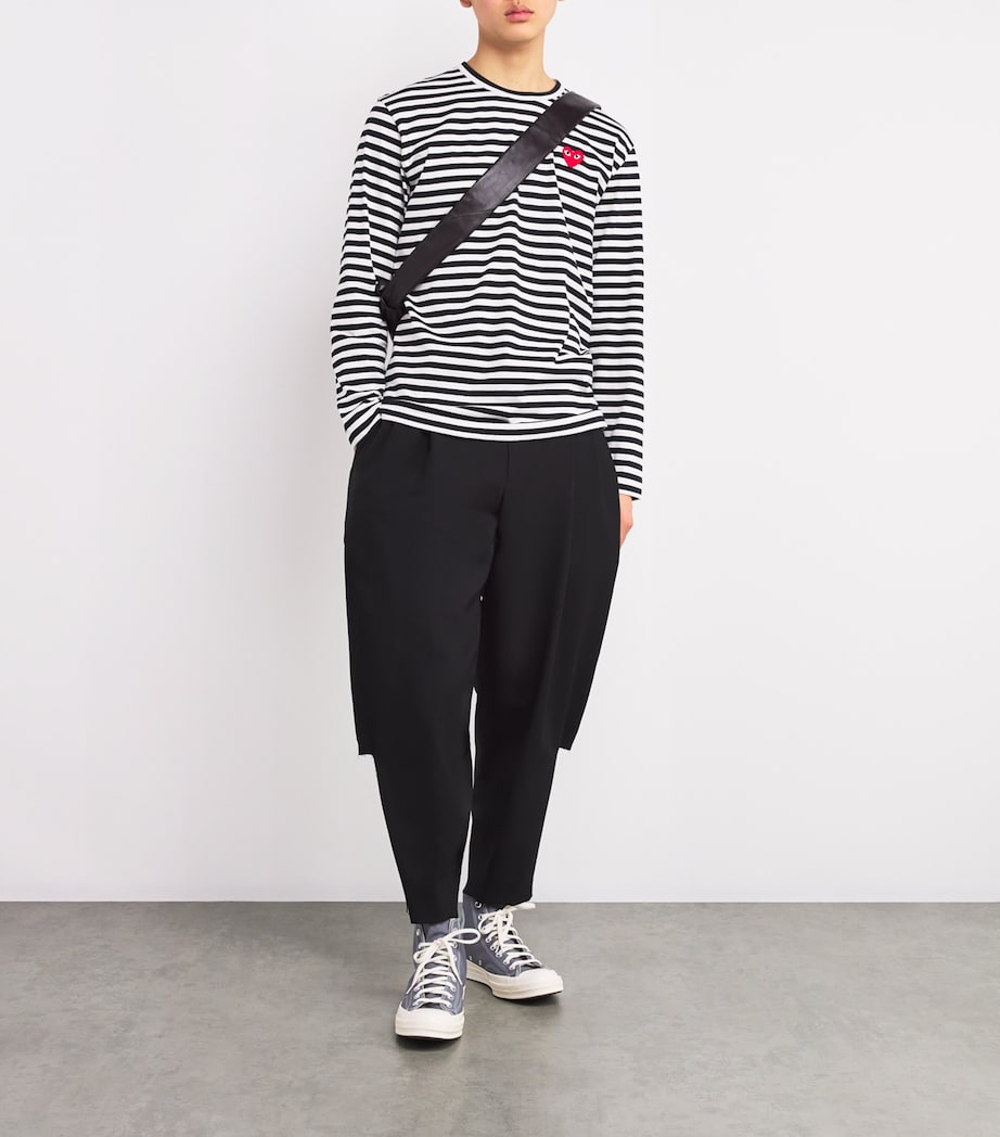 Comme Des Garçons Play Mens Striped Heart Logo T-Shirt Black/white Image 2