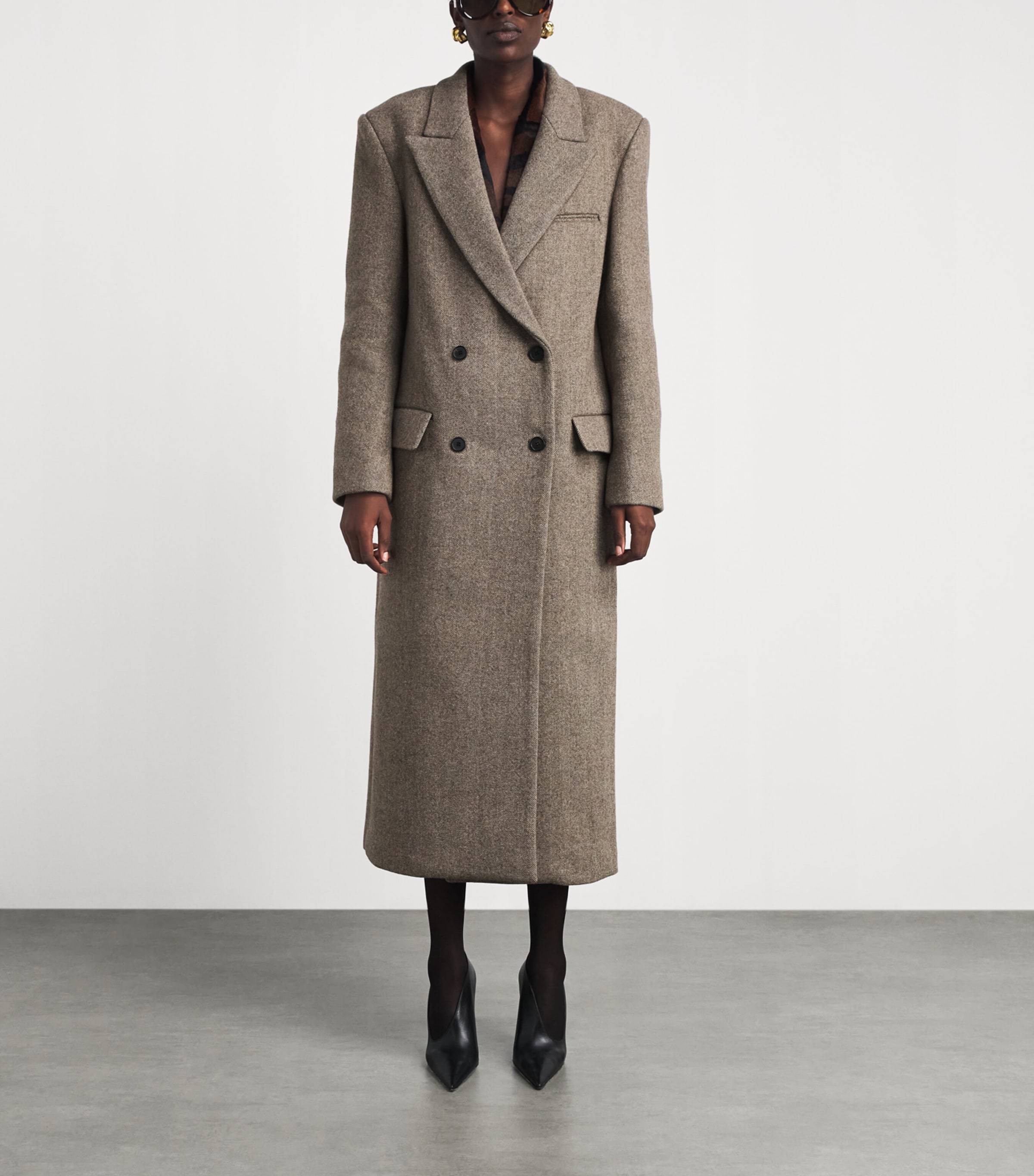 Source Unknown Womens Wool Double-Breasted Reyna Long Coat Beige Image 4