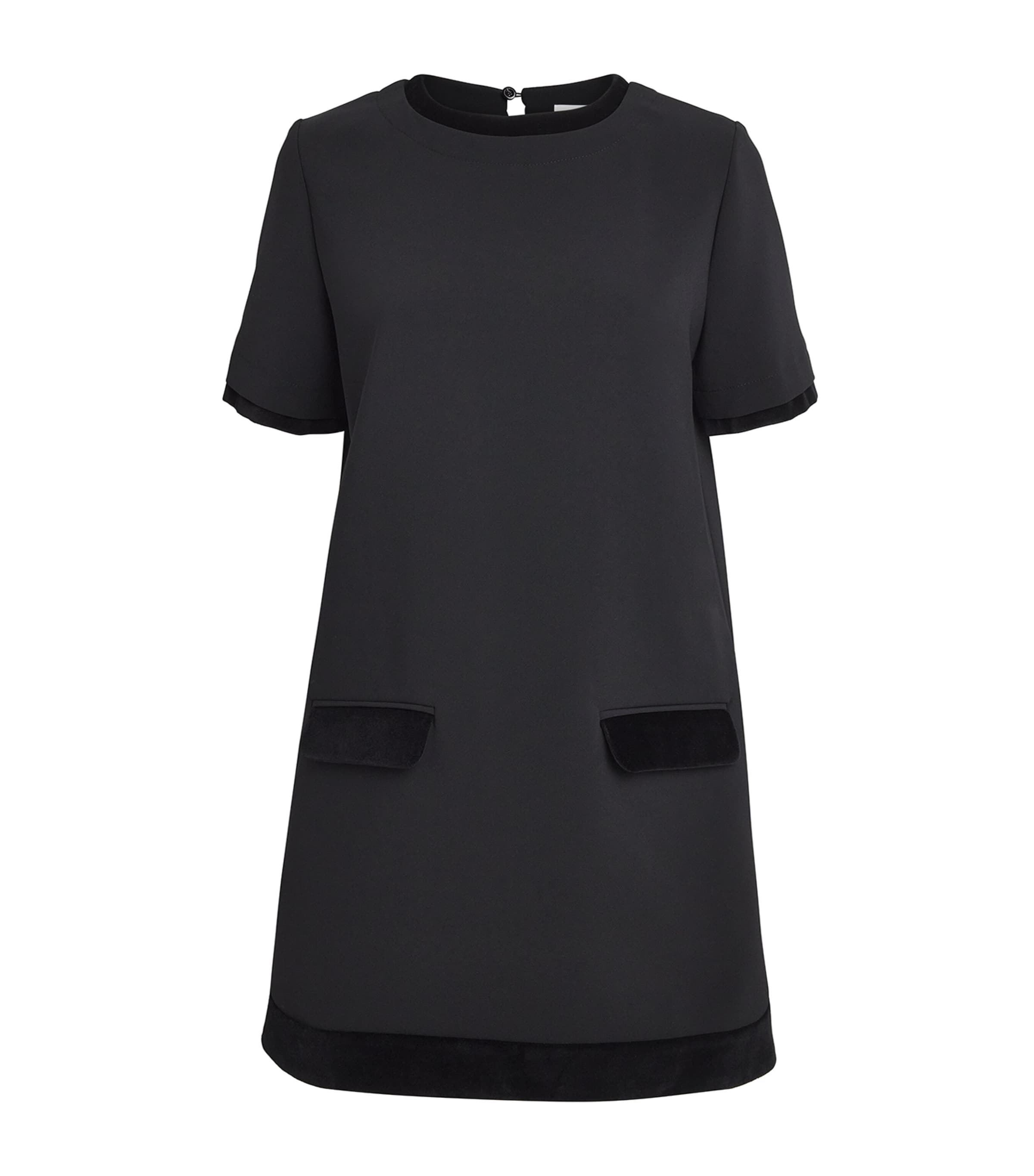 Velvet-Trim Mini Dress BLACK Image 1