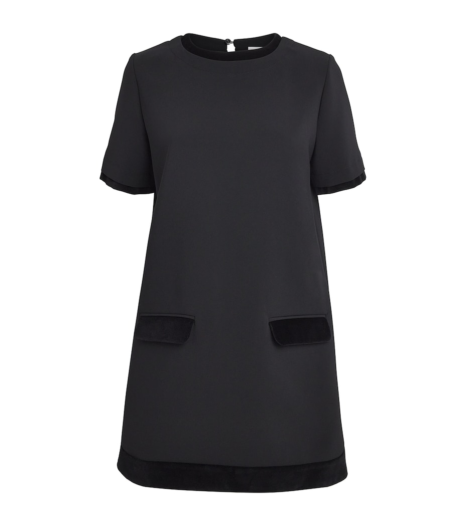 Velvet-Trim Mini Dress BLACK Image 1
