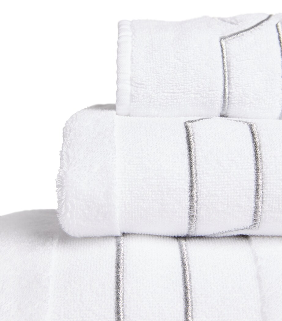 Cluny Guest Towel (40cm x 75cm) WHITE/WHITE EMB Image 3