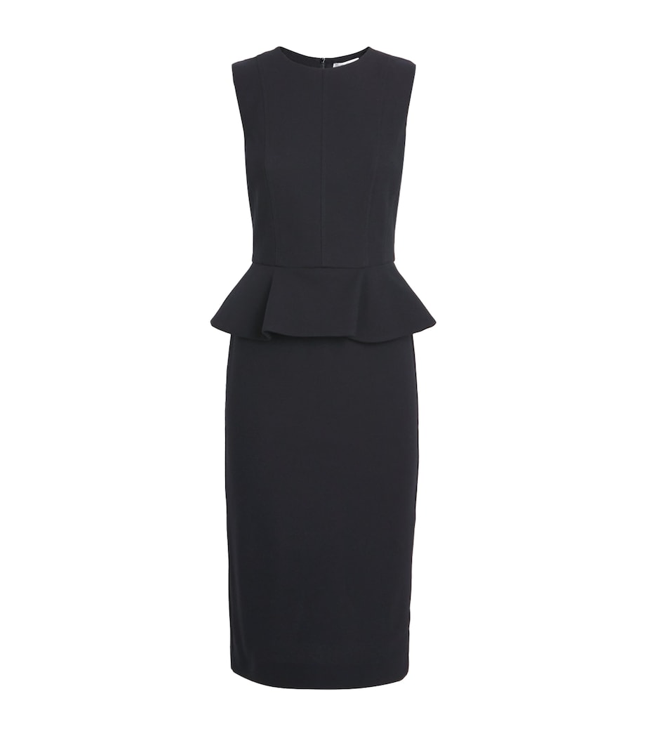 Jersey Peplum-Detail Midi Dress BLACK Image 1
