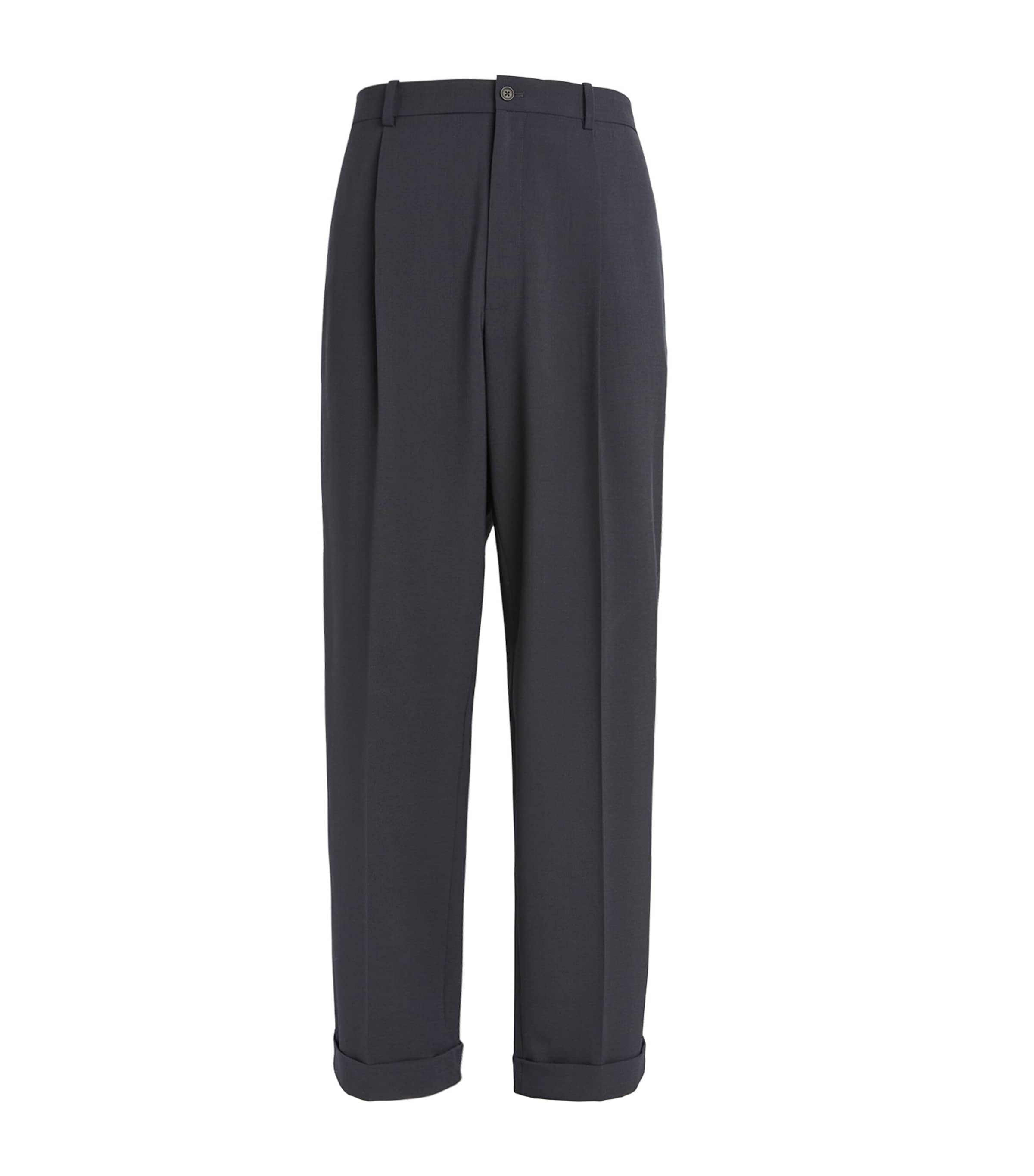 Shop The Row Keenan Pleated Trousers In Navy