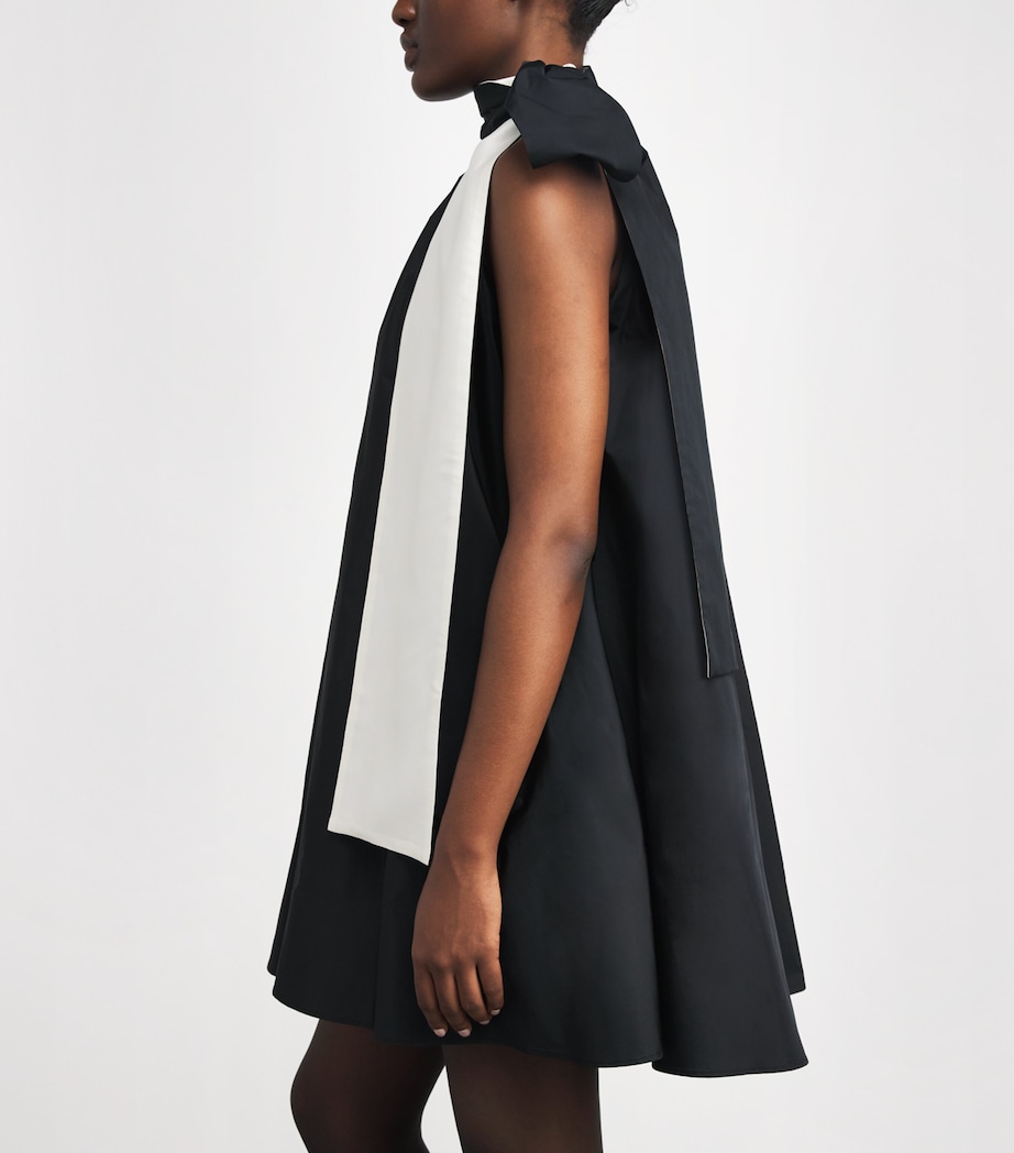 Bow-Neck Mini Dress BLACK Image 6