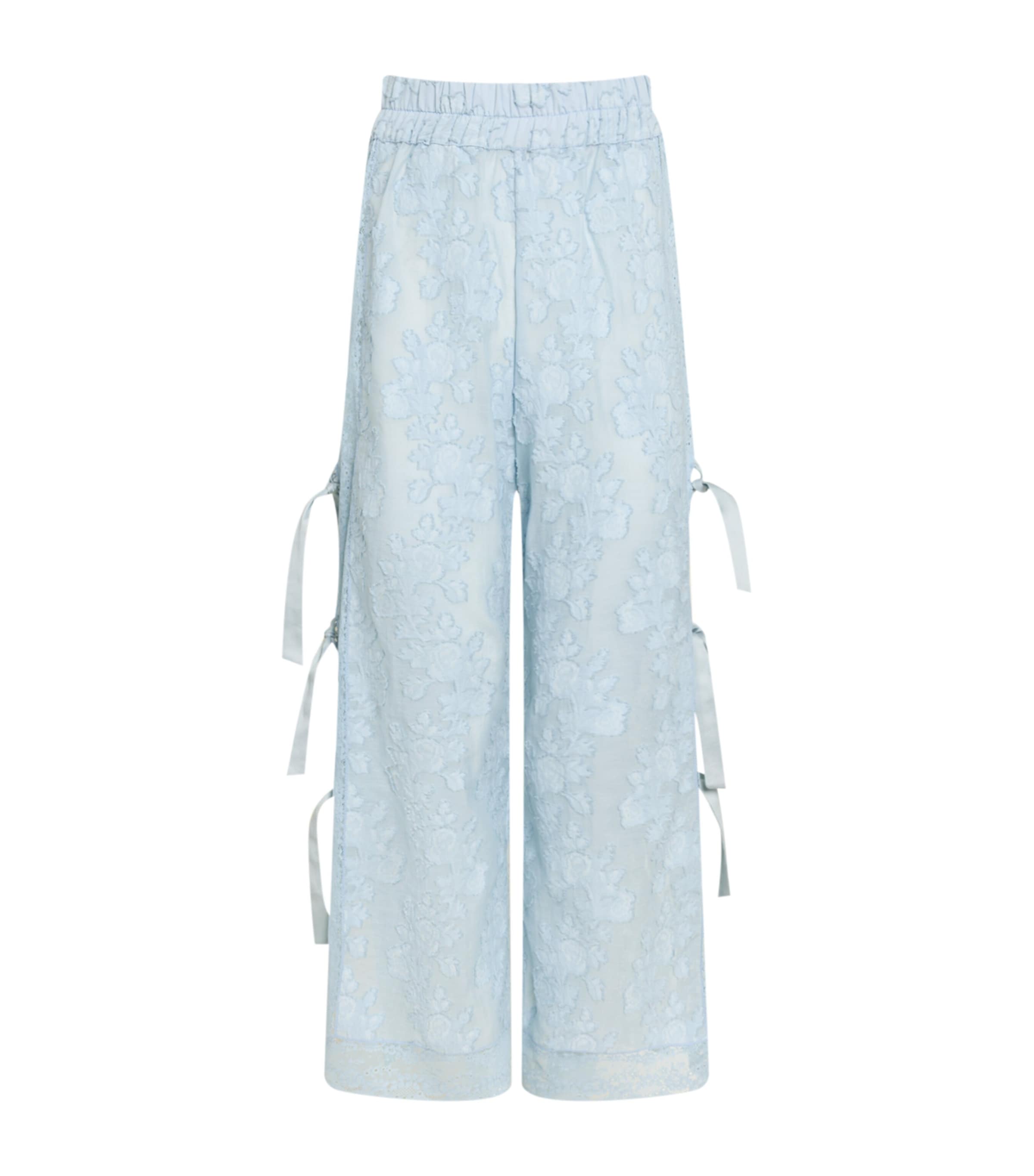 Loretta Caponi Lace-trim Clarissa Trousers In Blue