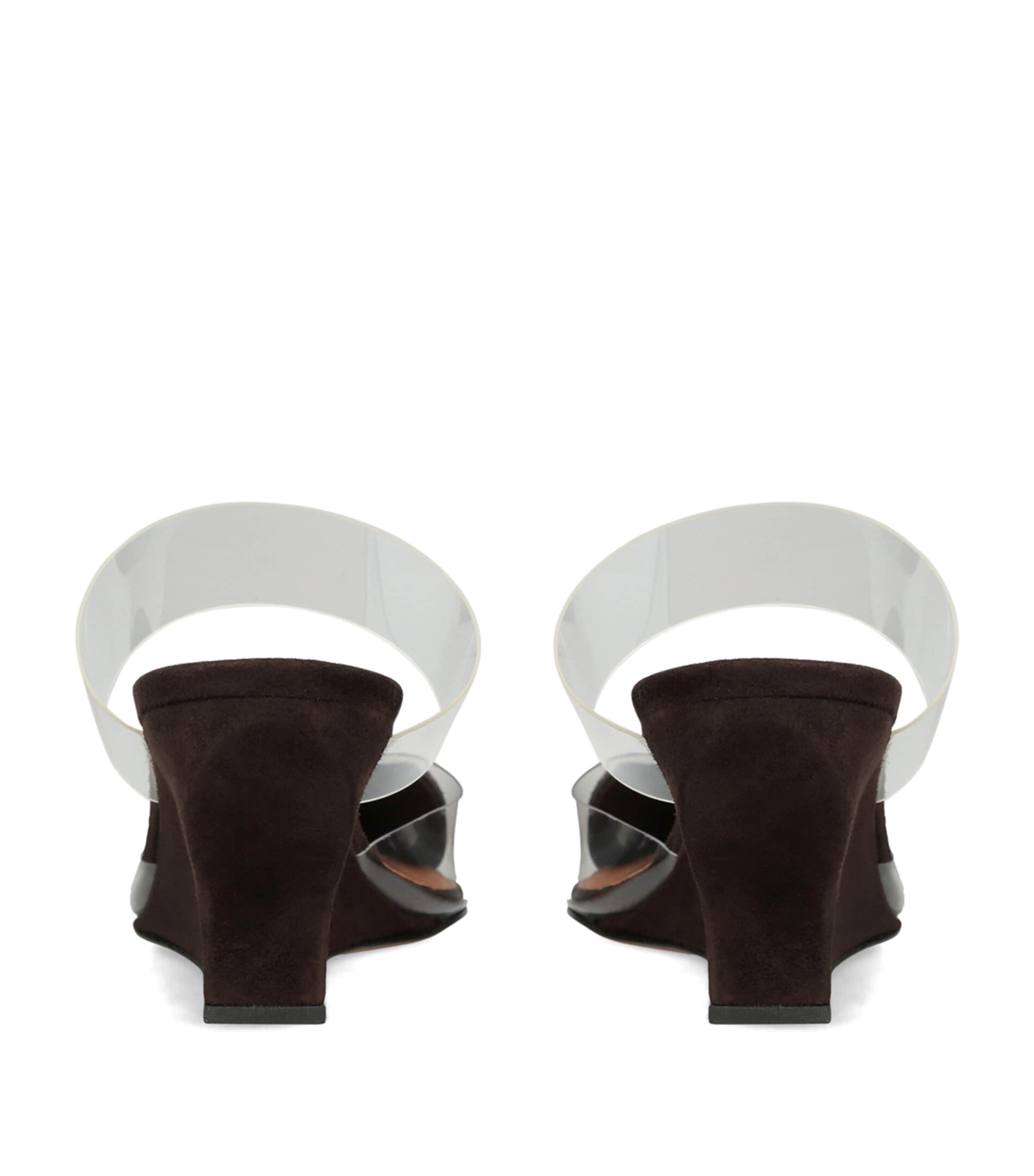 Alaïa Suede Le Coeur Wedge Mules 60 Dark Brown Image 2