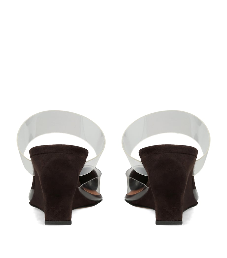 Alaïa Suede Le Coeur Wedge Mules 60 Dark Brown Image 2