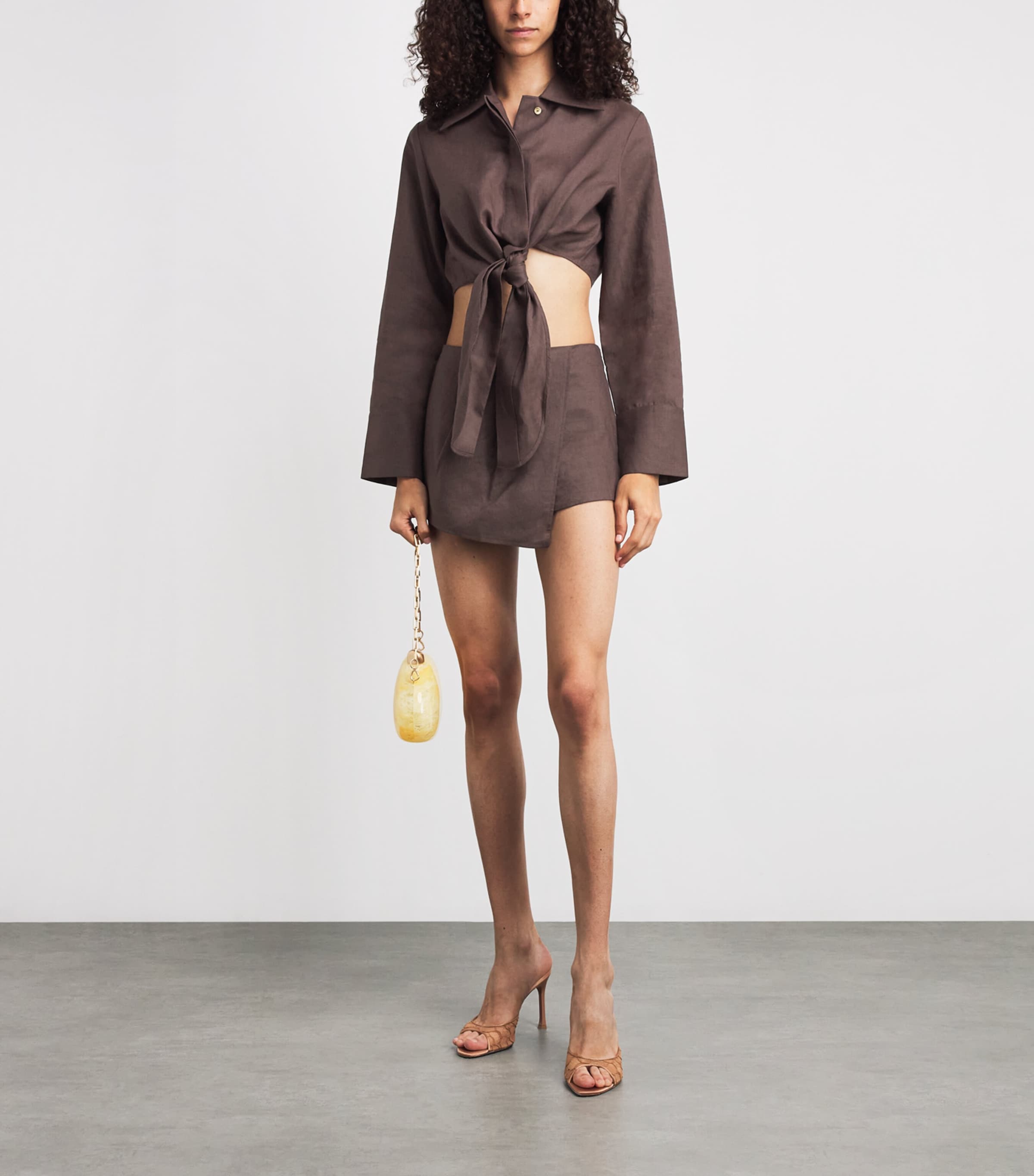 Cult Gaia Womens Linen Kate Tie Shirt Luwak Image 2