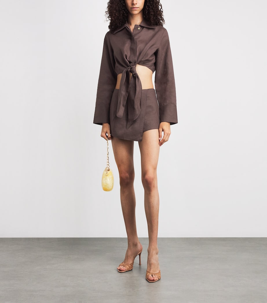 Cult Gaia Womens Linen Kate Tie Shirt Luwak Image 2