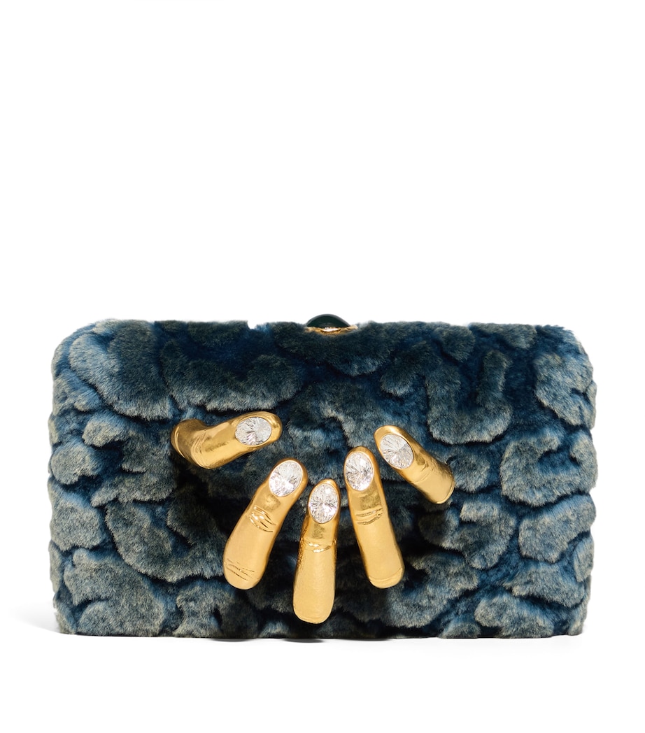 Schiaparelli Lambskin Hand In Hand Clutch Bag Green/blue Image 1