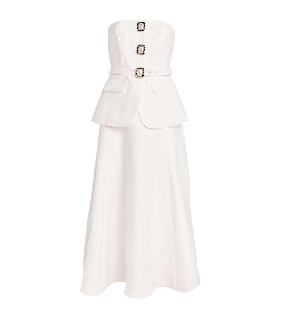 Taffeta Off-The-Shoulder Midi Dress WHITE Image 1