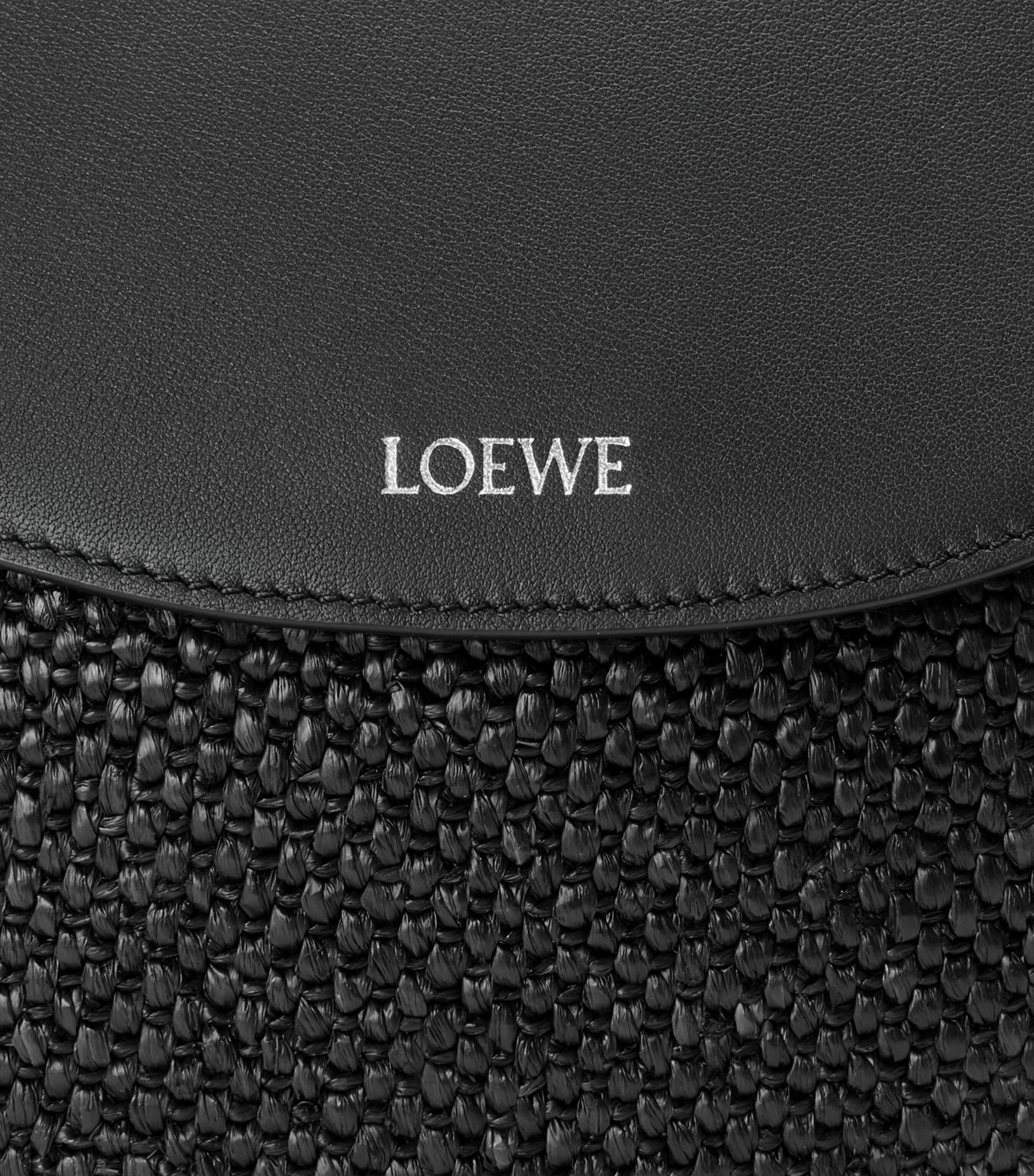 LOEWE Black x Paula's Ibiza Medium Raffia Pescador Top-Handle Bag