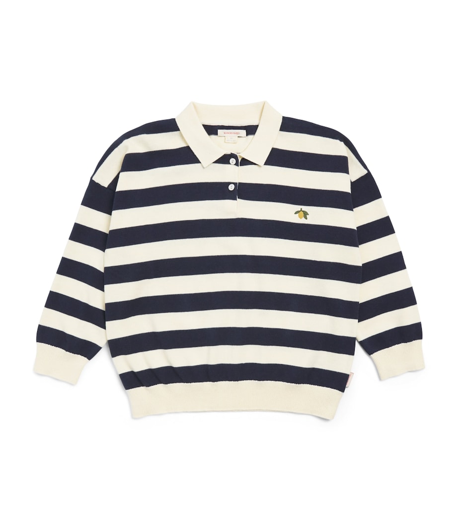 KONGES SLOJD Cotton Stripe Manis Polo Sweater (0-10 Years) Stripe Image 1