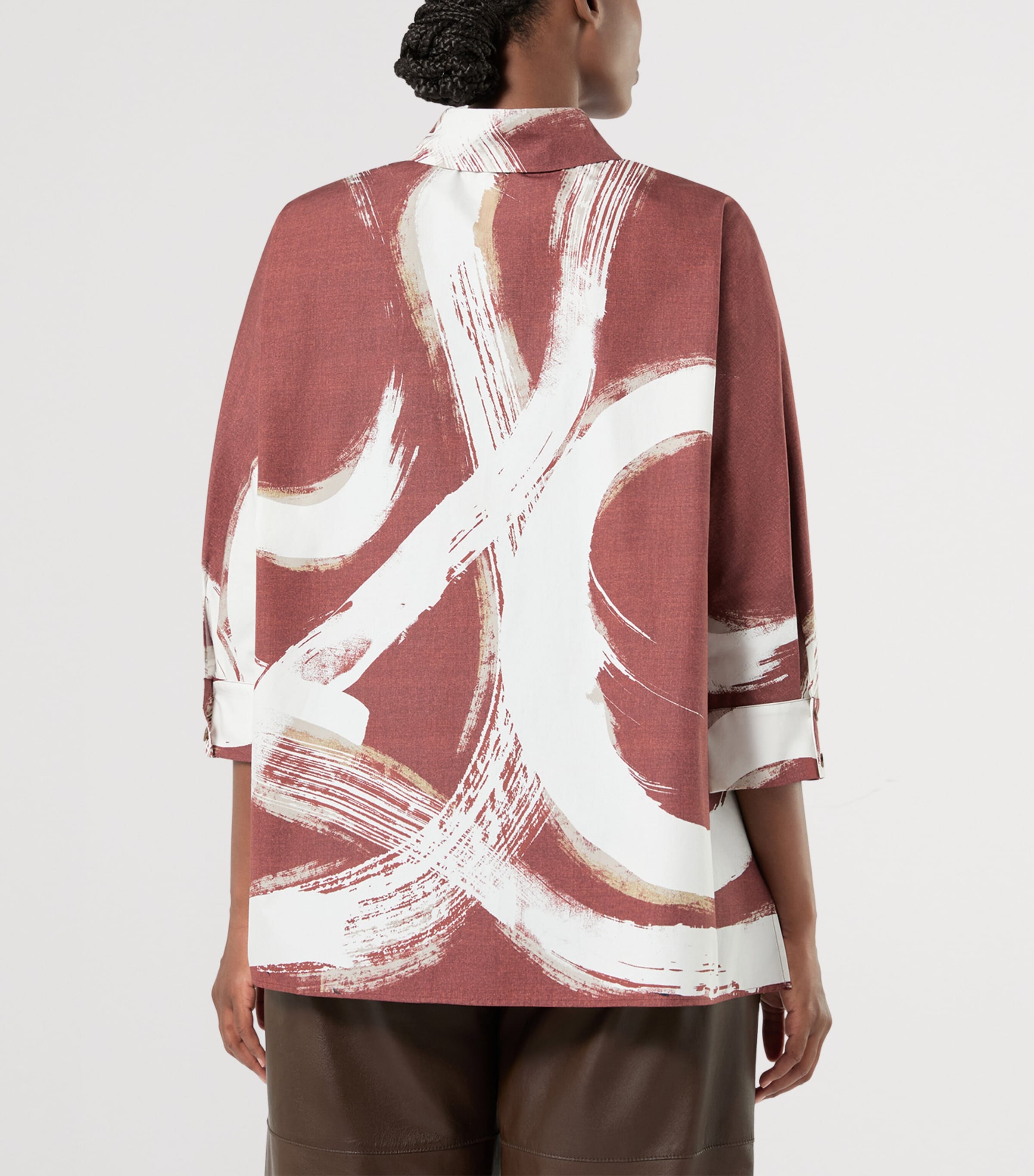 Marina Rinaldi Womens Cotton Print Shirt Brick Red Image 4