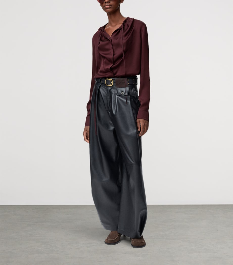 Silk-Blend Satin Blouse BURGUNDY Image 2