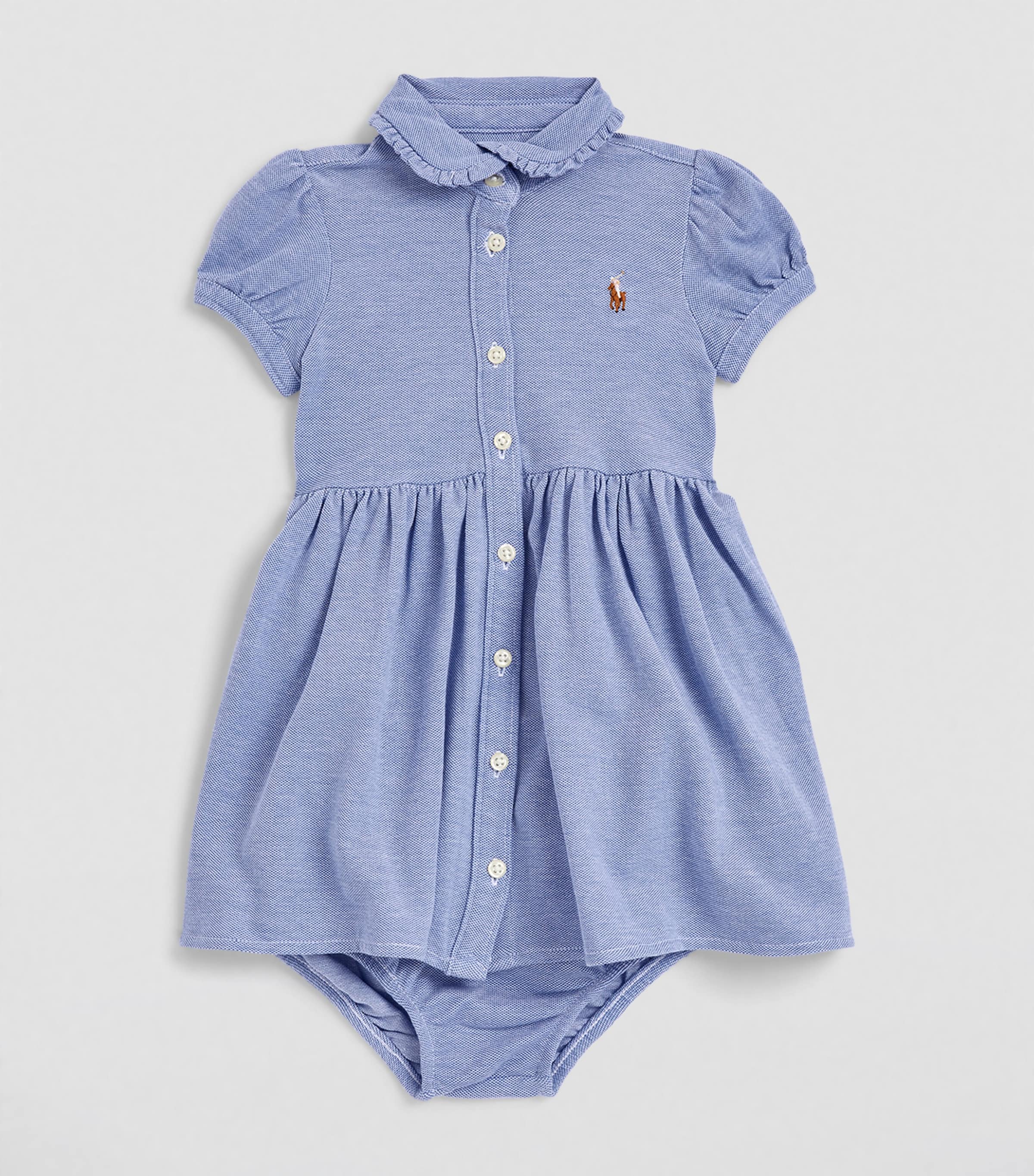 Cotton Oxford Dress and Bloomers Set (3-24 Months) HRB IS BLU Image 3