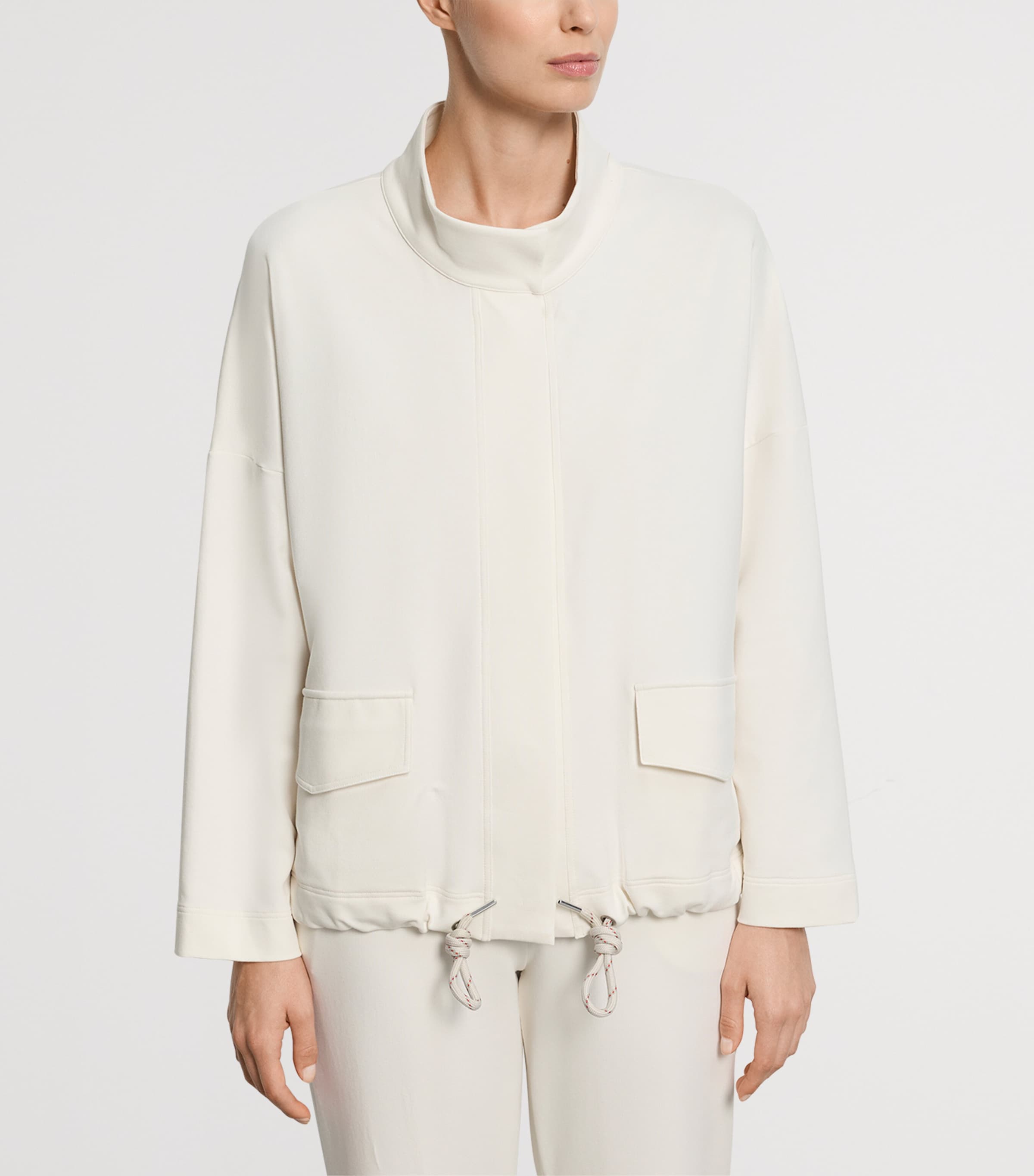 Hanro Womens Stretch-Cotton Easy Living Jacket Misty White Image 2